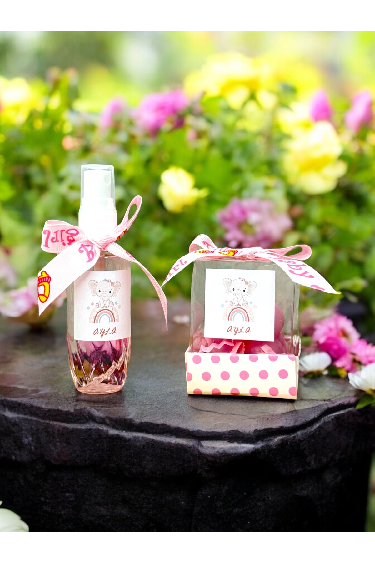 cacagift design Bebek Hediyelik Doğum Ve Doğumgünü 10'lu Çantalı Kolonya Ve Mum Seti fotoğrafı 3 (önizleme)