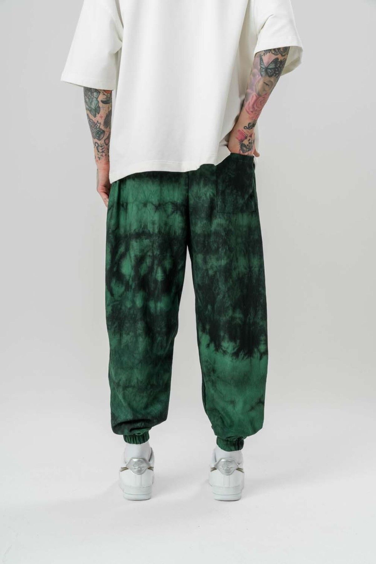 go gang own-Batik Pleated Baggy Pants with Elastic Waist and Legs 4