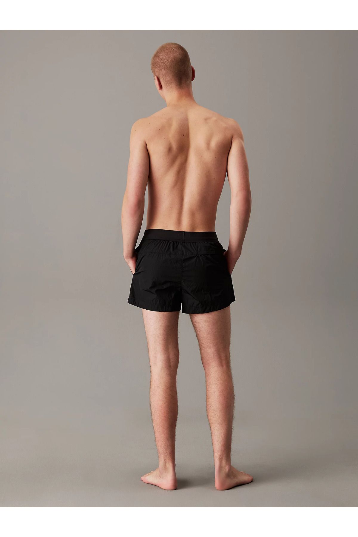 Calvin Klein-Men's Elastic Waist Slim Fit Lined Black Shorts Km0Km01105-Beh 3