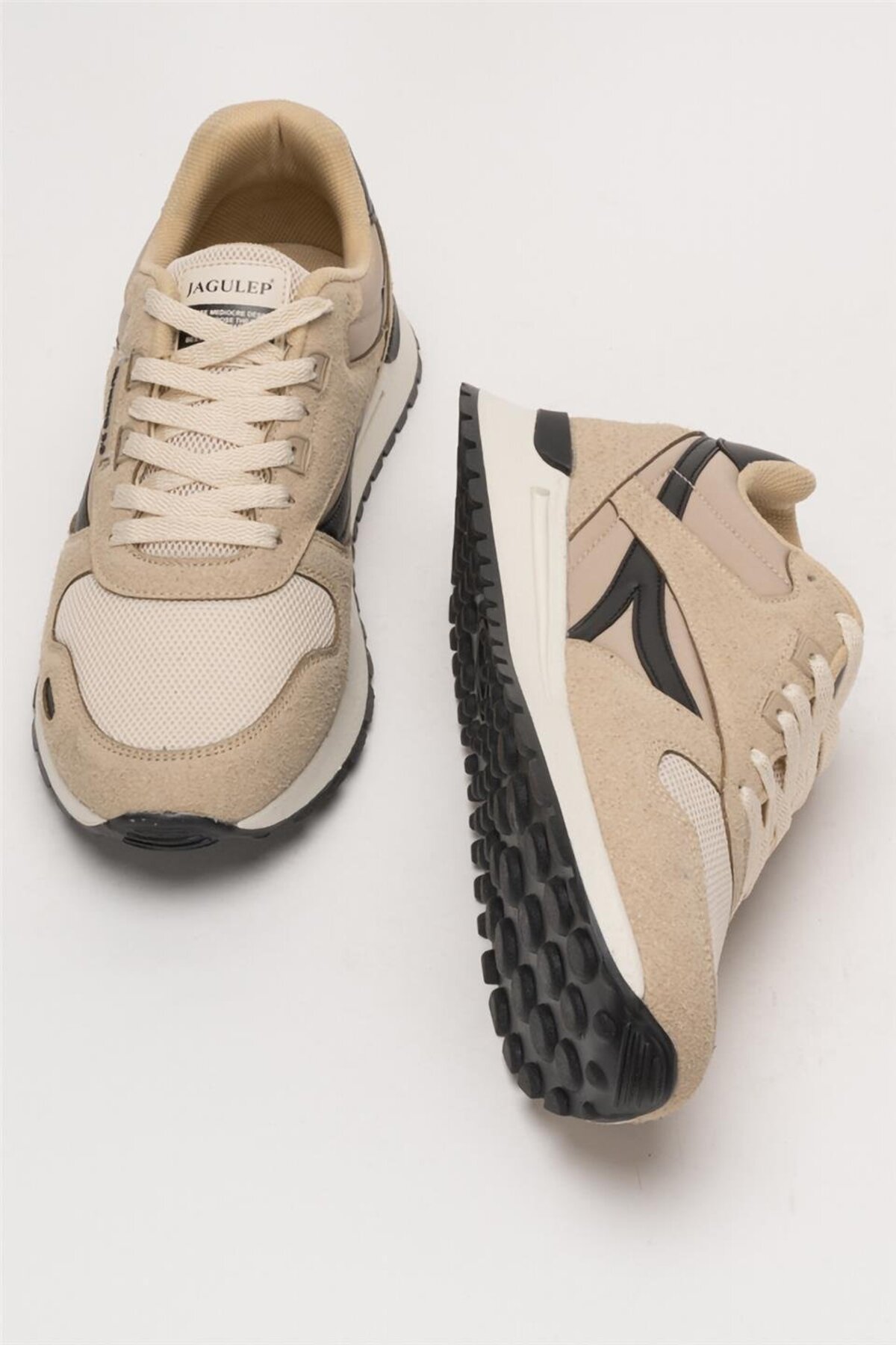 Liger Erkek Ortopedik Günlük Yürüyüş Koşu Sneaker Spor Ayakkabı BEJ görsel 7