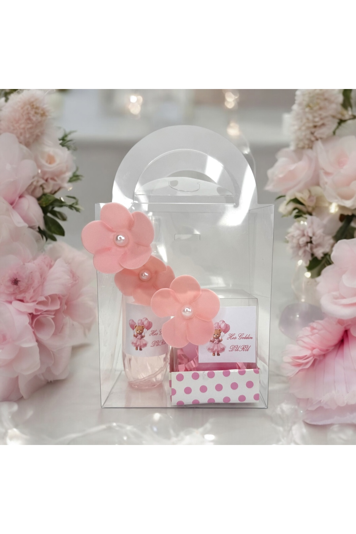 cacagift design Bebek Hediyelik Doğum Ve Doğumgünü 10'lu Çantalı Kolonya Ve Mum Seti fotoğrafı 5 (önizleme)