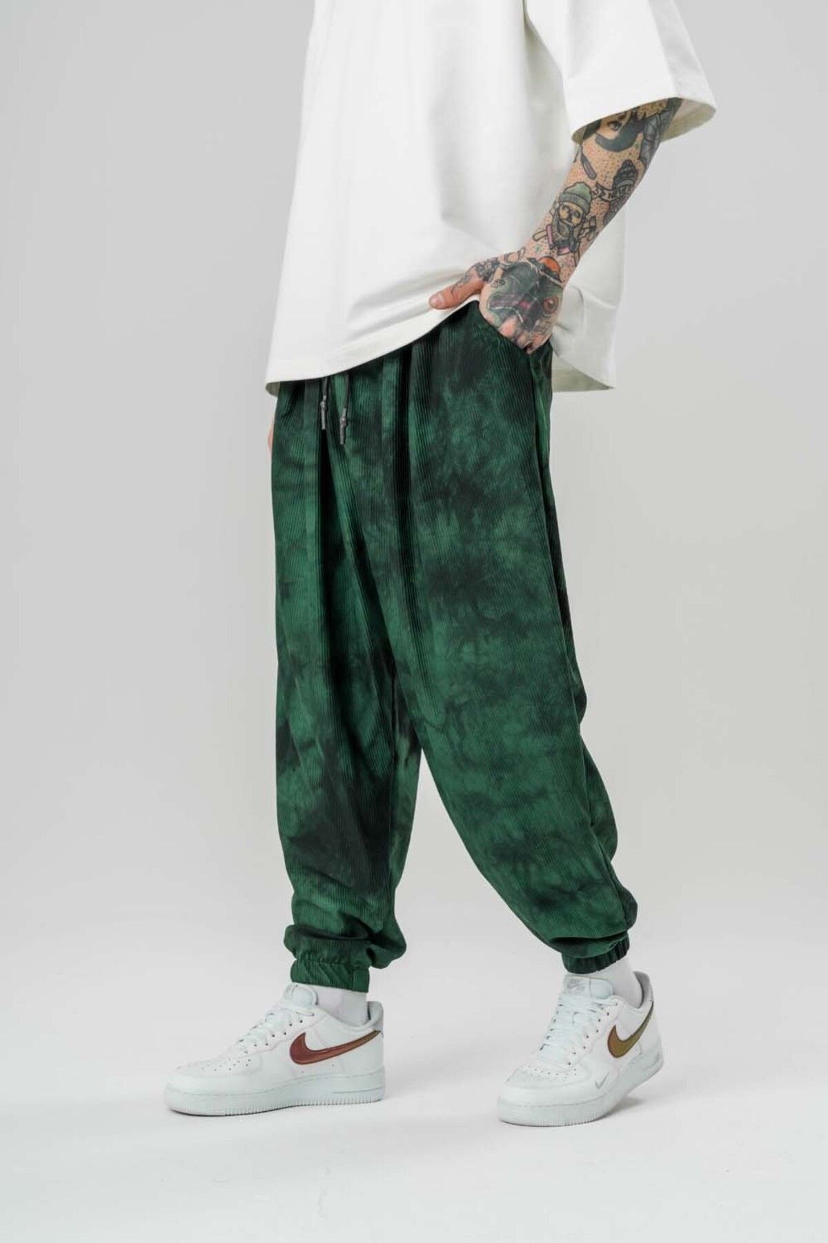 go gang own-Batik Pleated Baggy Pants with Elastic Waist and Legs 2