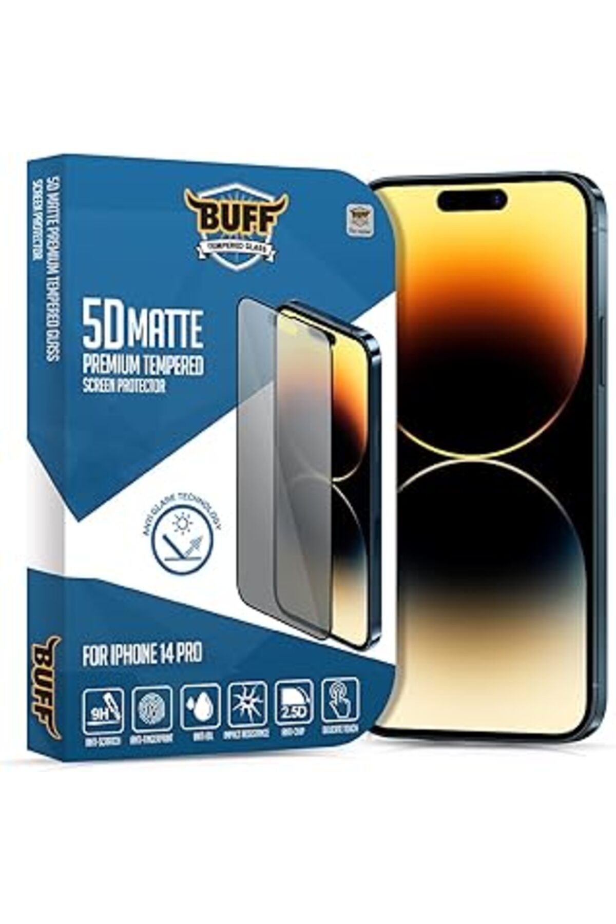 Pazarcan Buff Labs Buff Iphone 14 Pro 5D Matte Ekran Koruyucu, Buff Labs