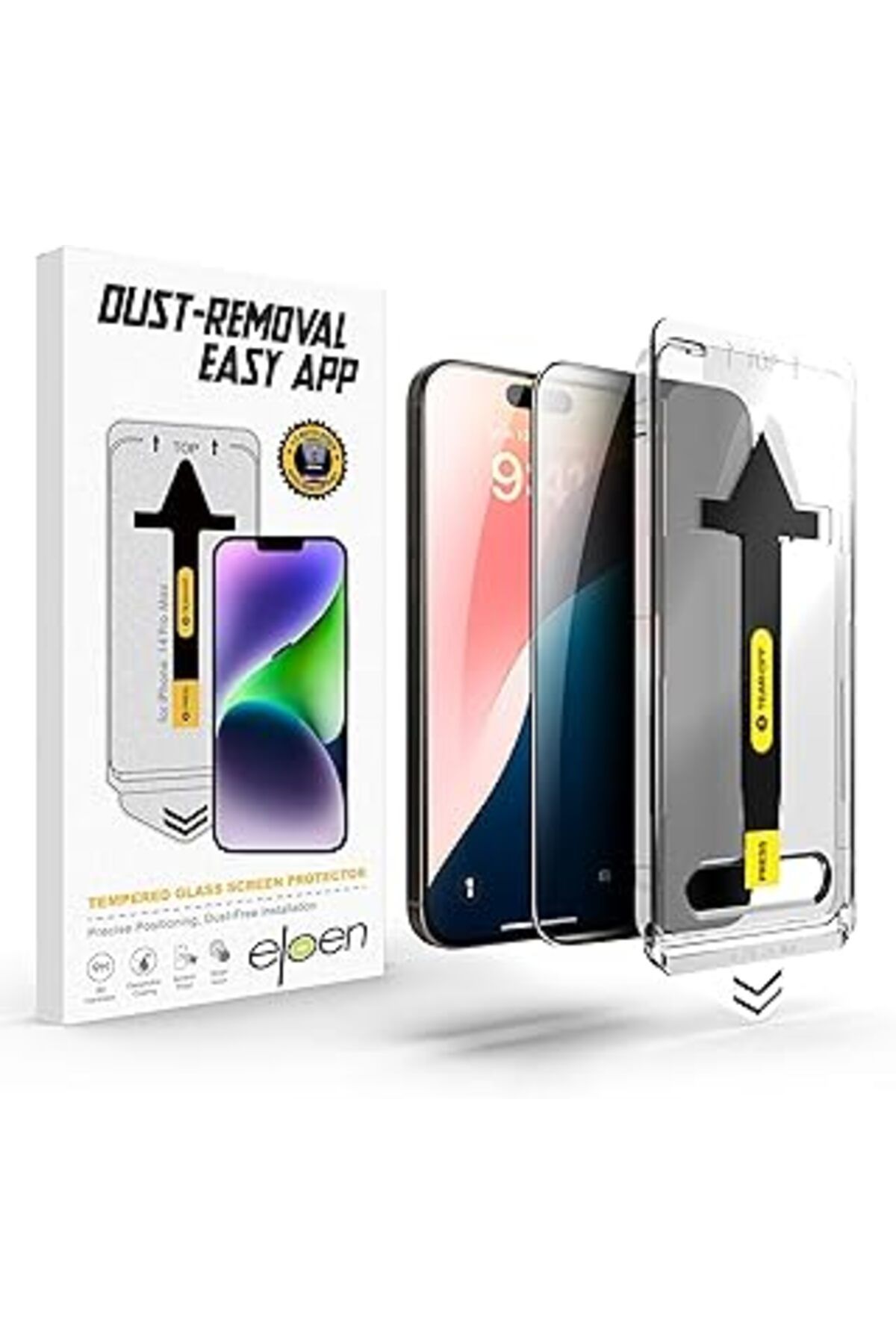 Karachil Eloen Iphone 14 Pro Max Ile Uyumlu Aparatlı Ve Takılırken Camın Altında Toz Bırakmayan Darbelere Ka