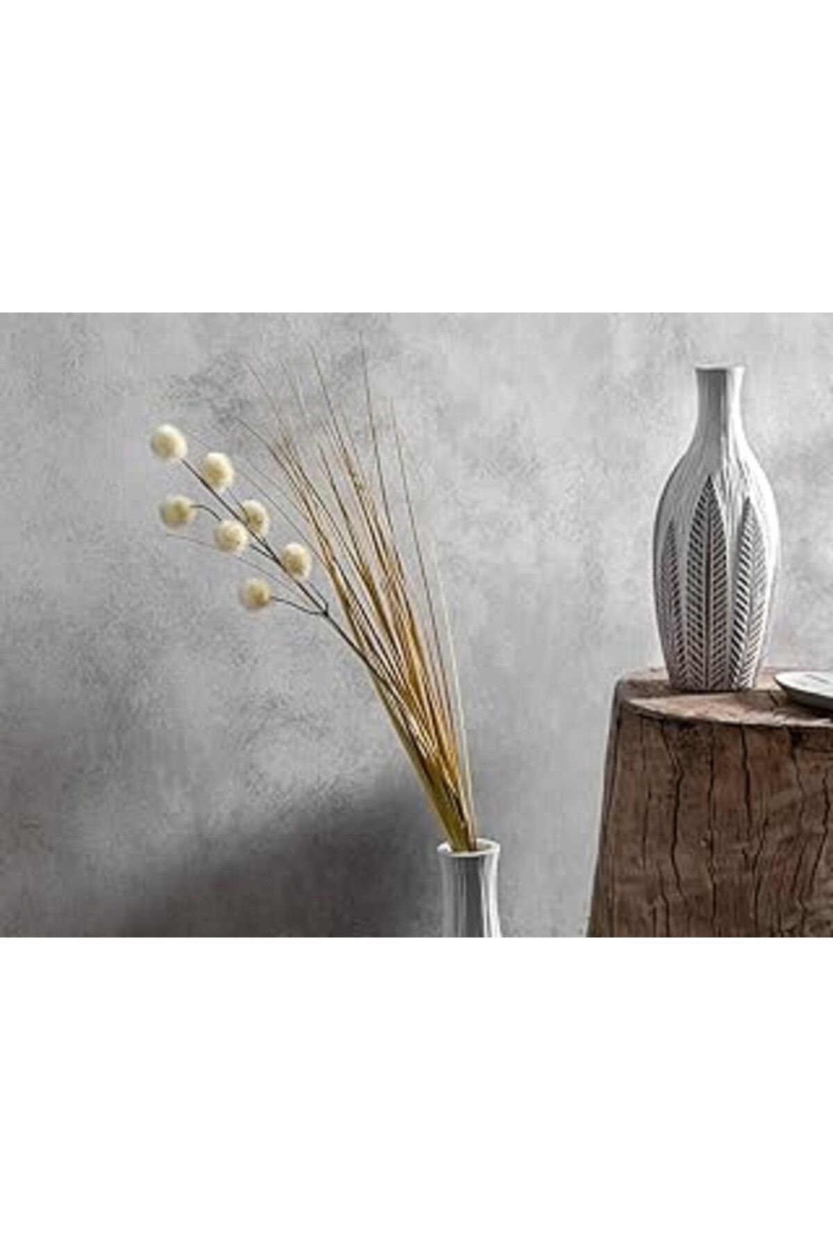 Pazarcan English Home Grass Ball Tek Dal Yapay Çiçek 85 Cm Krem
