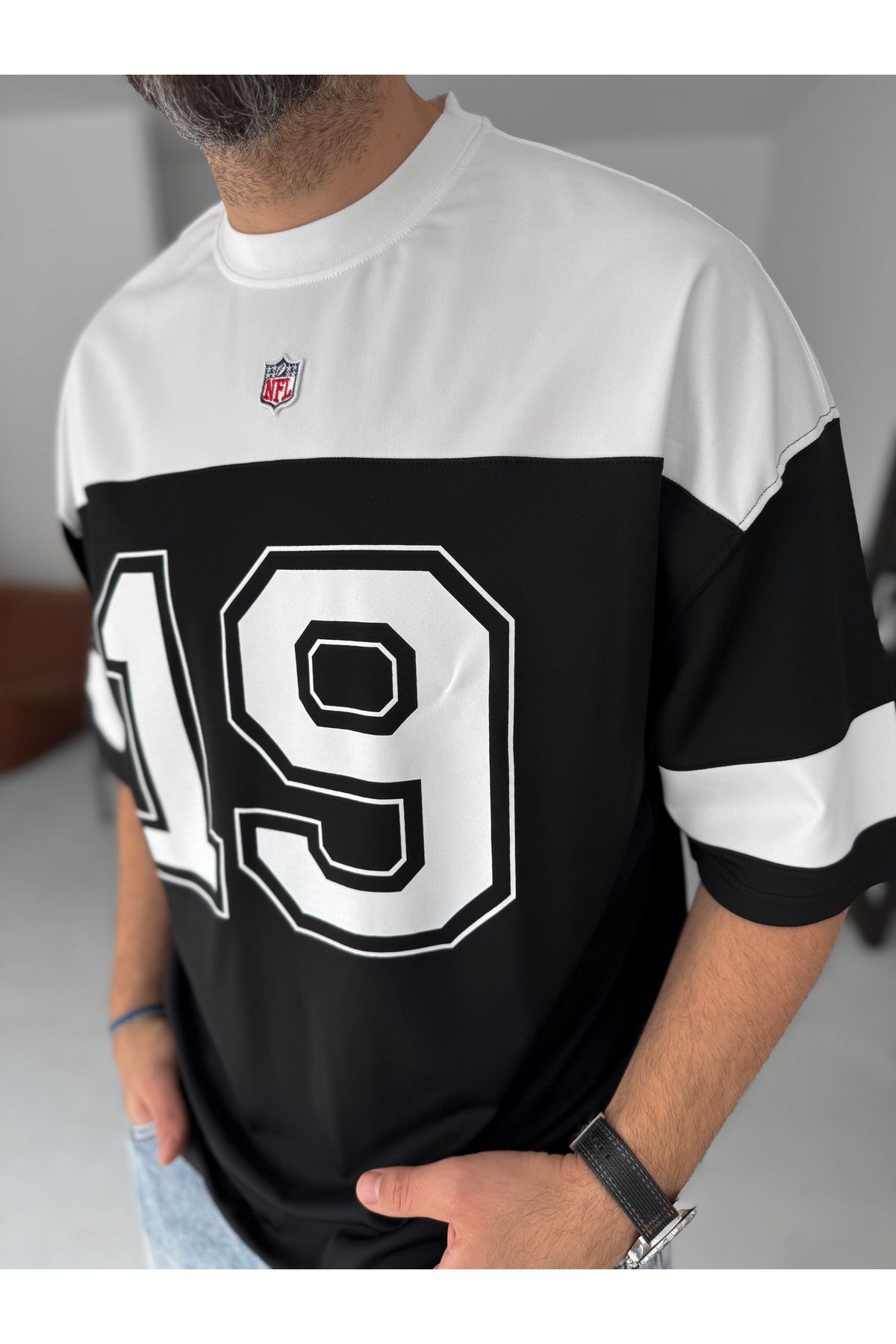 BYBASICMAN-Black 19 Printed Oversize Jersey Pm-11 3