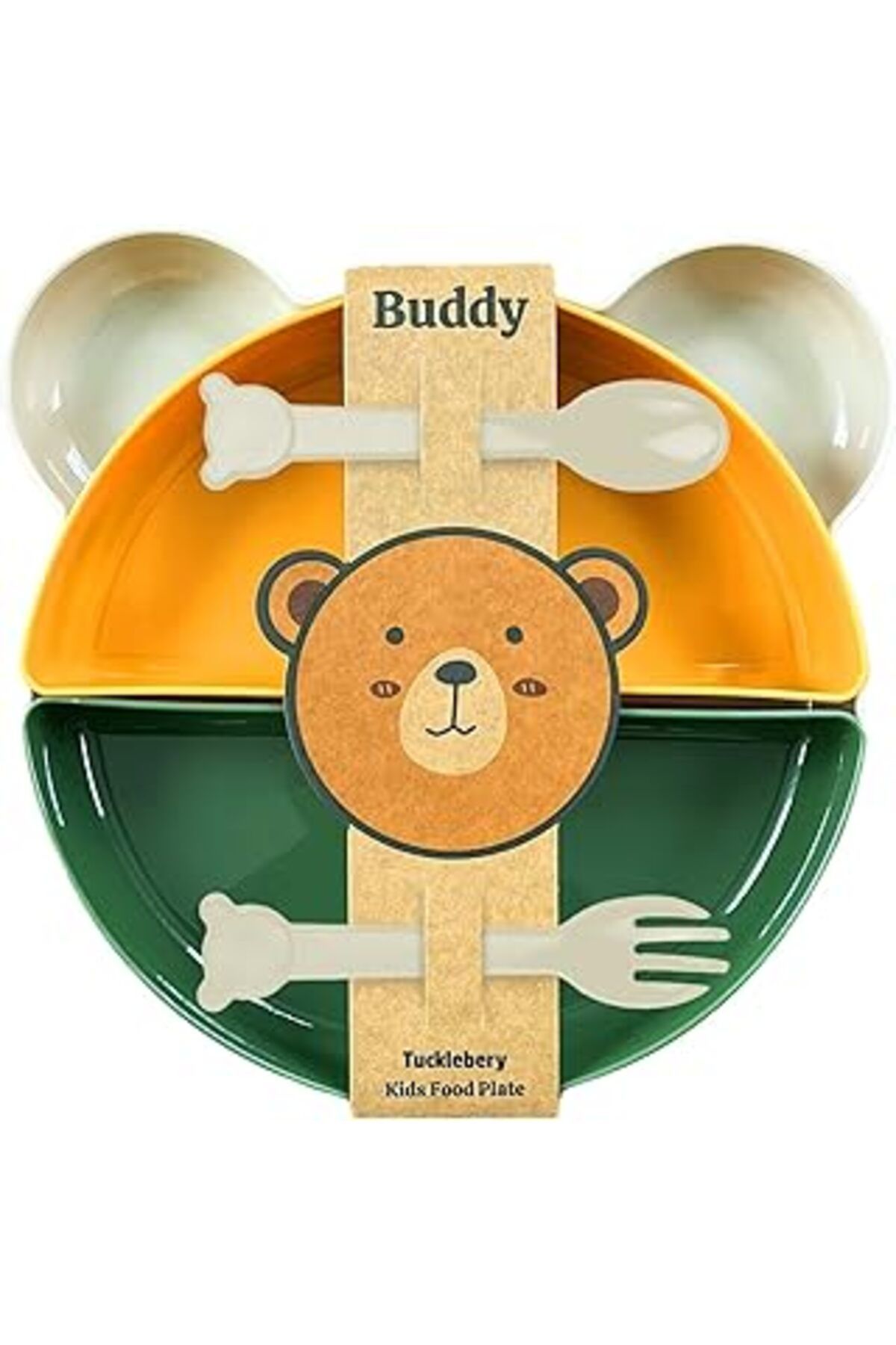 Mu Art Tucklebery Buddy Mama Tabağı Seti, 1 Ayıcık Tabak 4 Kase Çatal-kaşık, Bebek Ve Çocuklar Için Yemek