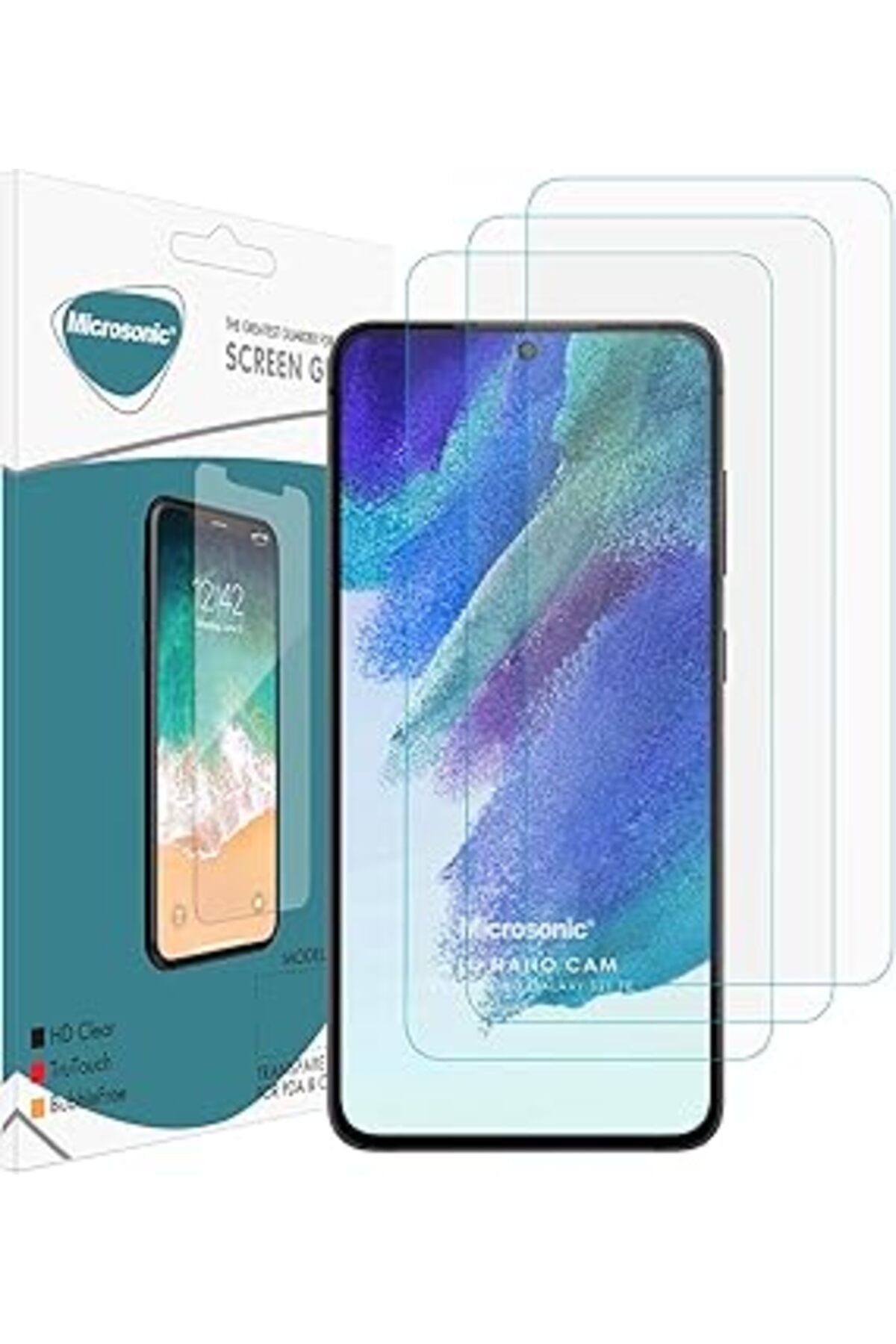 TBSProjects Microsonic Samsung Galaxy S21 Fe Screen Protector Nano Glass Cam Ekran Koruyucu (3'Lü Paket) [Galax
