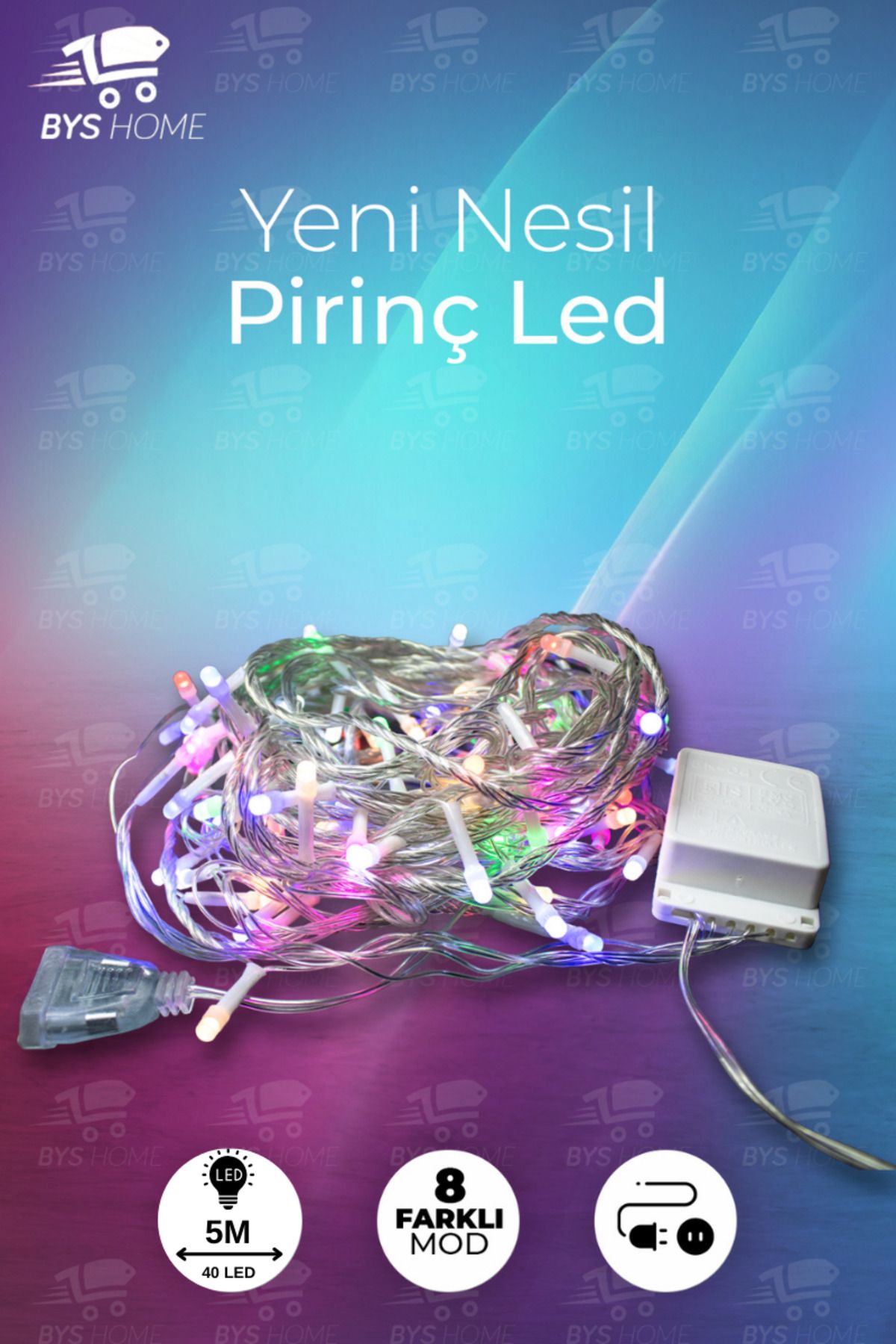 50 Ledli 5 Metre Rgb Renk 8 Farklı Fonksiyonlu Fişli Led, Dekor Lambası