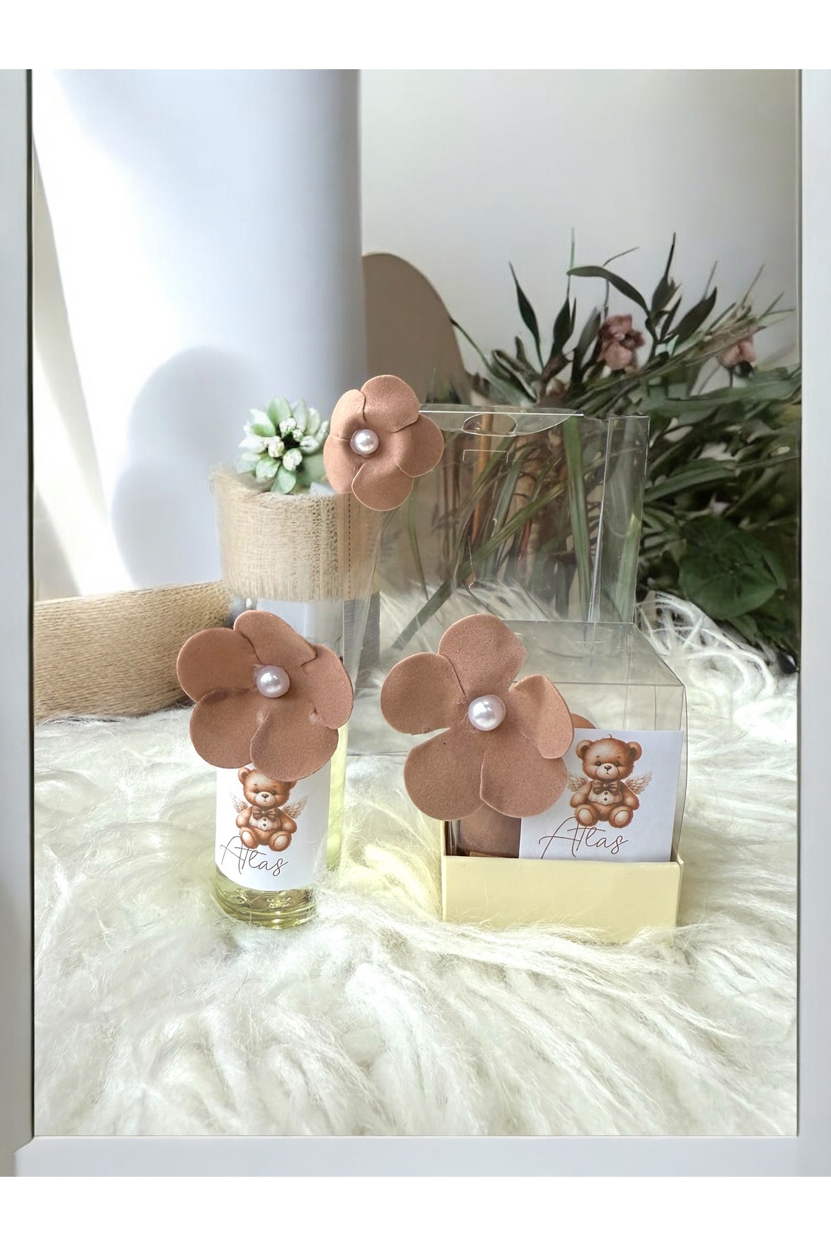 cacagift design Bebek Hediyelik Doğum Ve Doğumgünü 10'lu Çantalı Kolonya Ve Mum Seti fotoğrafı 2 (önizleme)