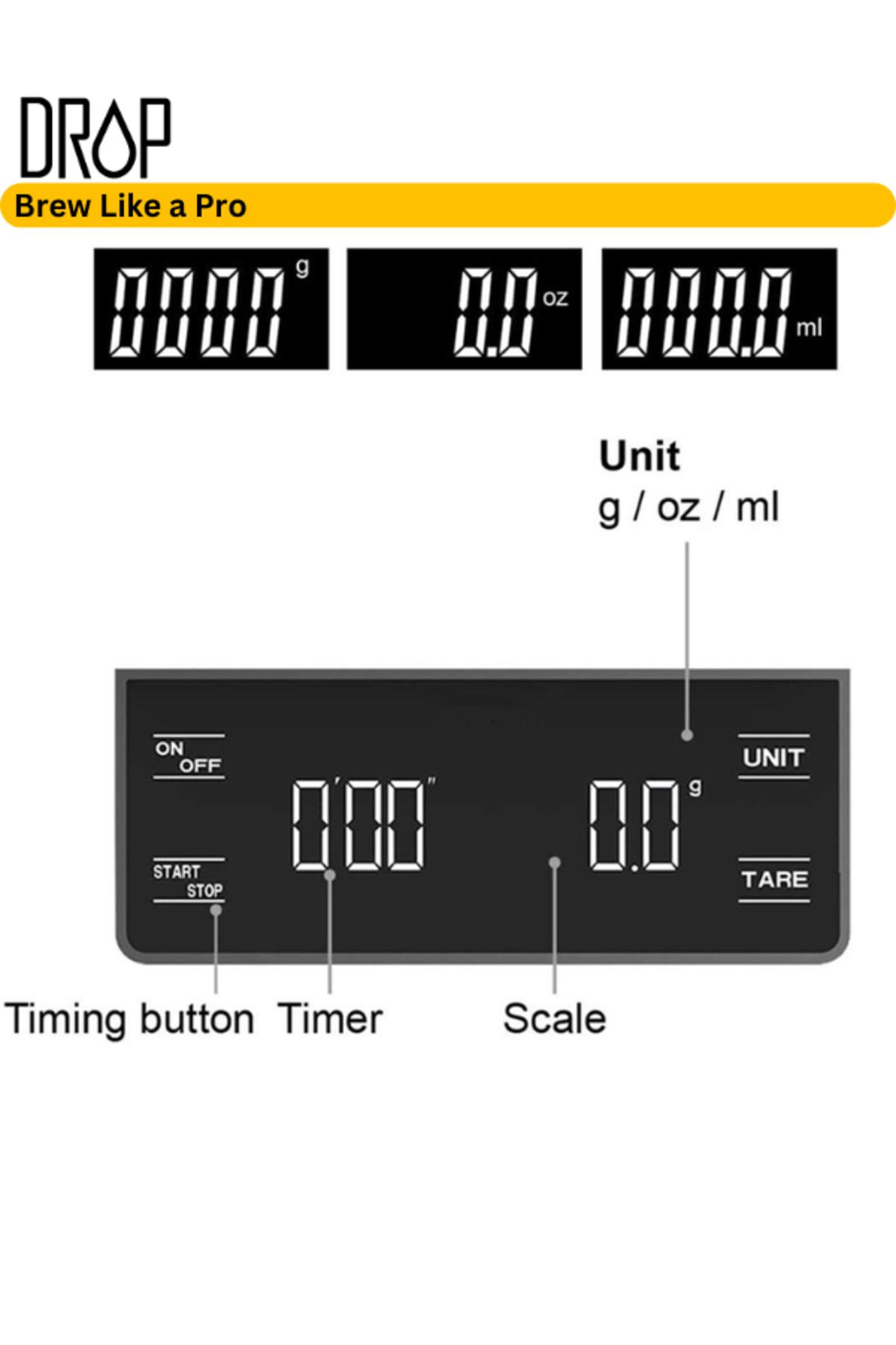 Drop-Digital Coffee Scale – Precision Scale with Timer for Pour-Over & Espresso Brewing 5