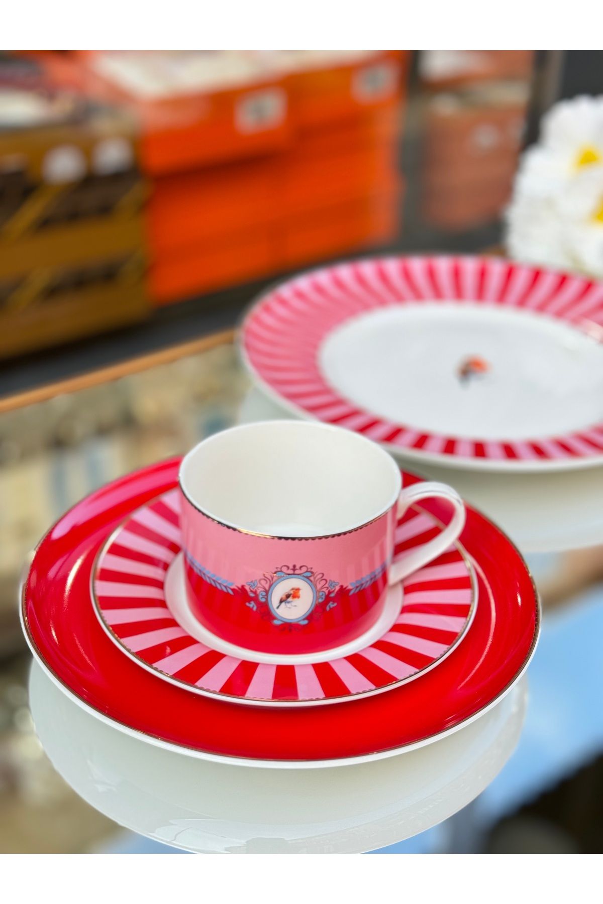 Acar Bird Stüdyo 6 Kişilik 19 Parça Brunch Çay Pasta Seti Kahvaltılık
