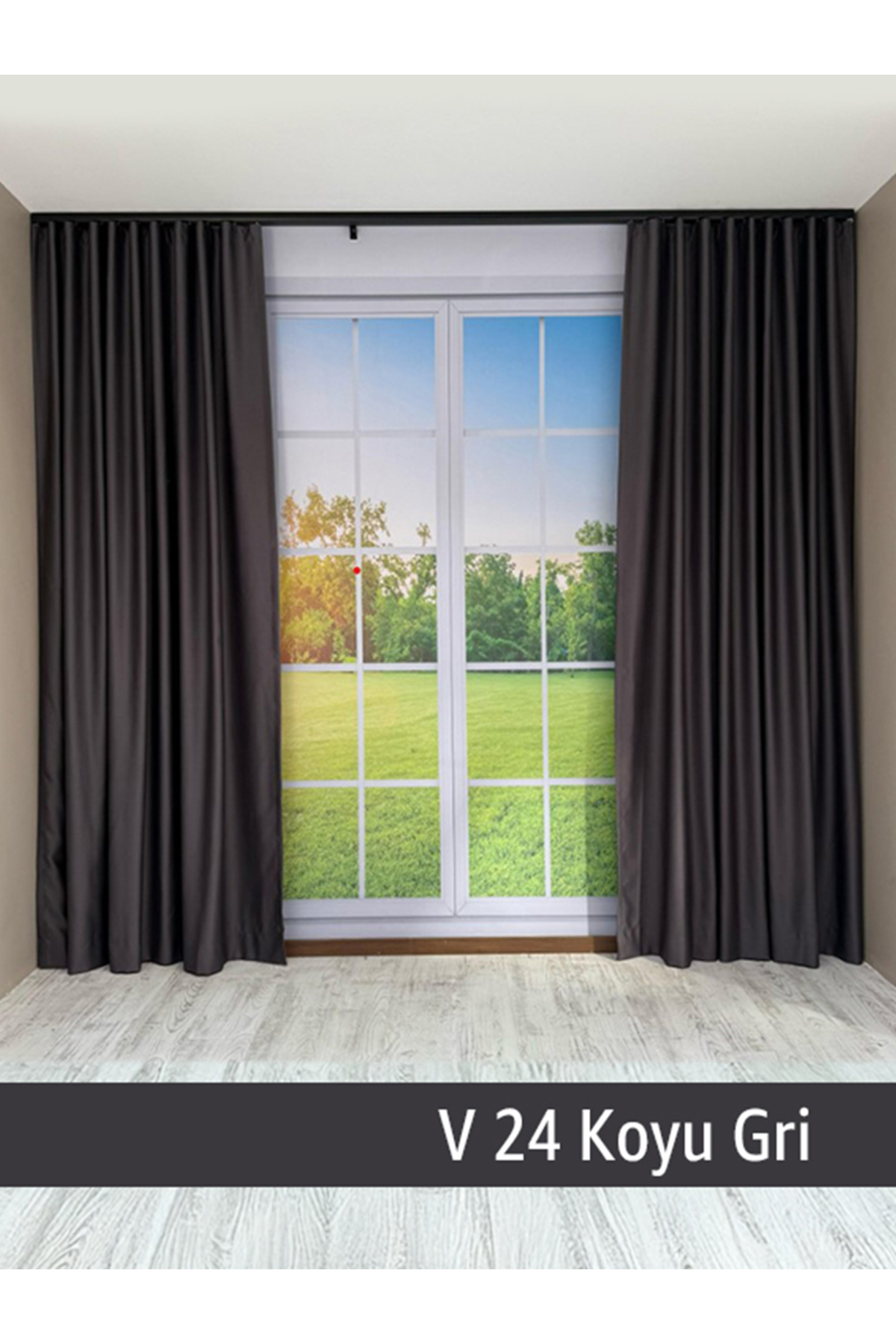 Donatti Dark Gray Star Blackout Single Wing Background Curtain without Piles
