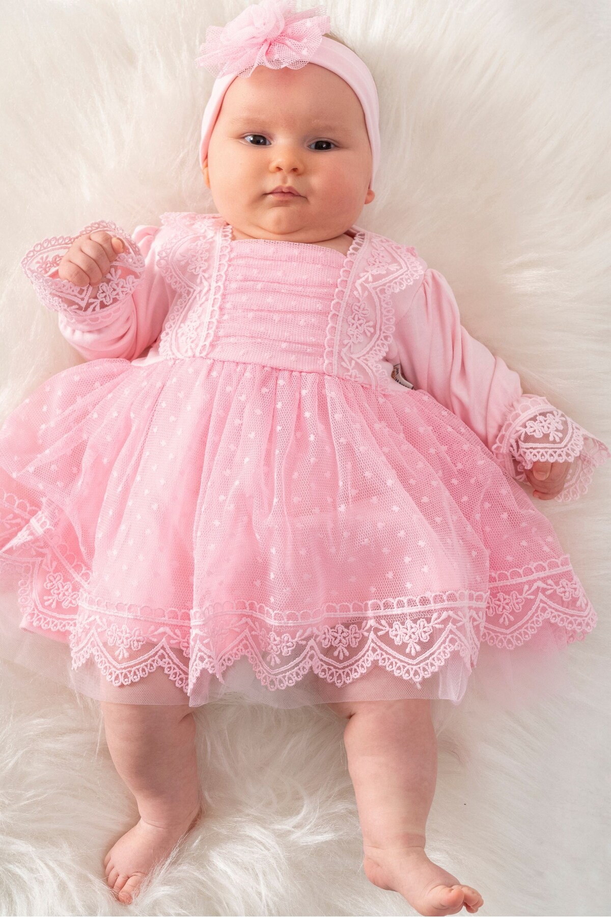 Bebeloji Baby Rosalina Kız Bebek Dantelli Elbise ( Mevlit Elbise Mevlüt Elbise Mevlid Elbise ) fotoğrafı 3 (önizleme)