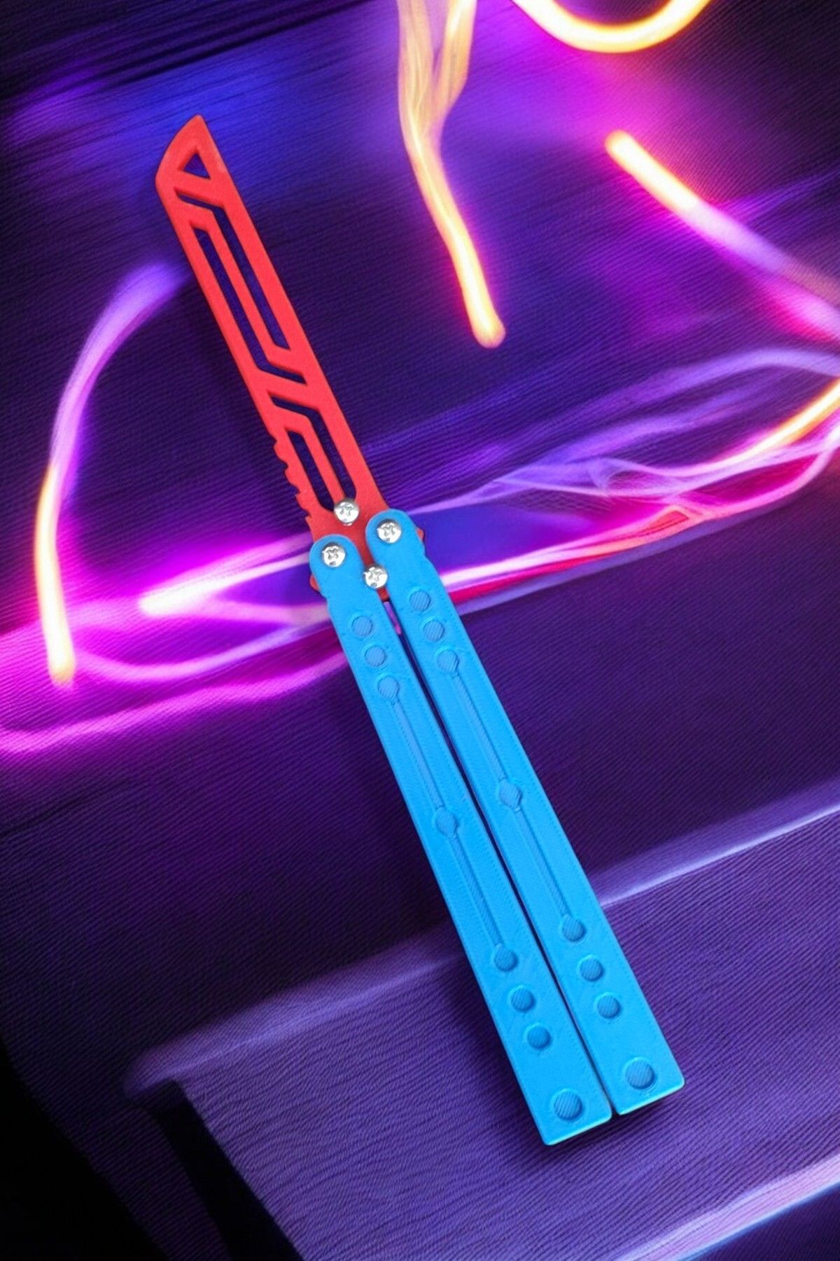 Vaiflagy Store Kelebek Antrenman Alıştırma Bıçağı – Plastik Butterfly Knife (Mavi ve Kırmızı)