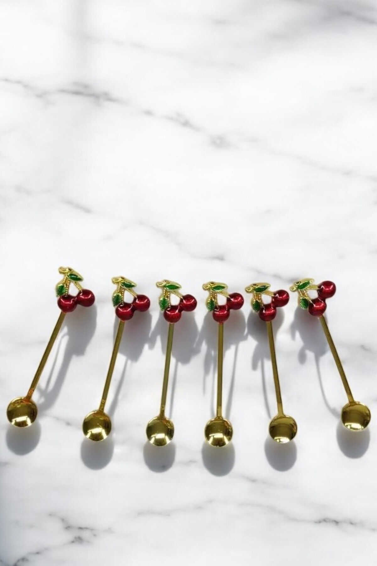 Comprox-6 Pieces Cherry Teaspoon Set Decorative Teaspoon Set 4