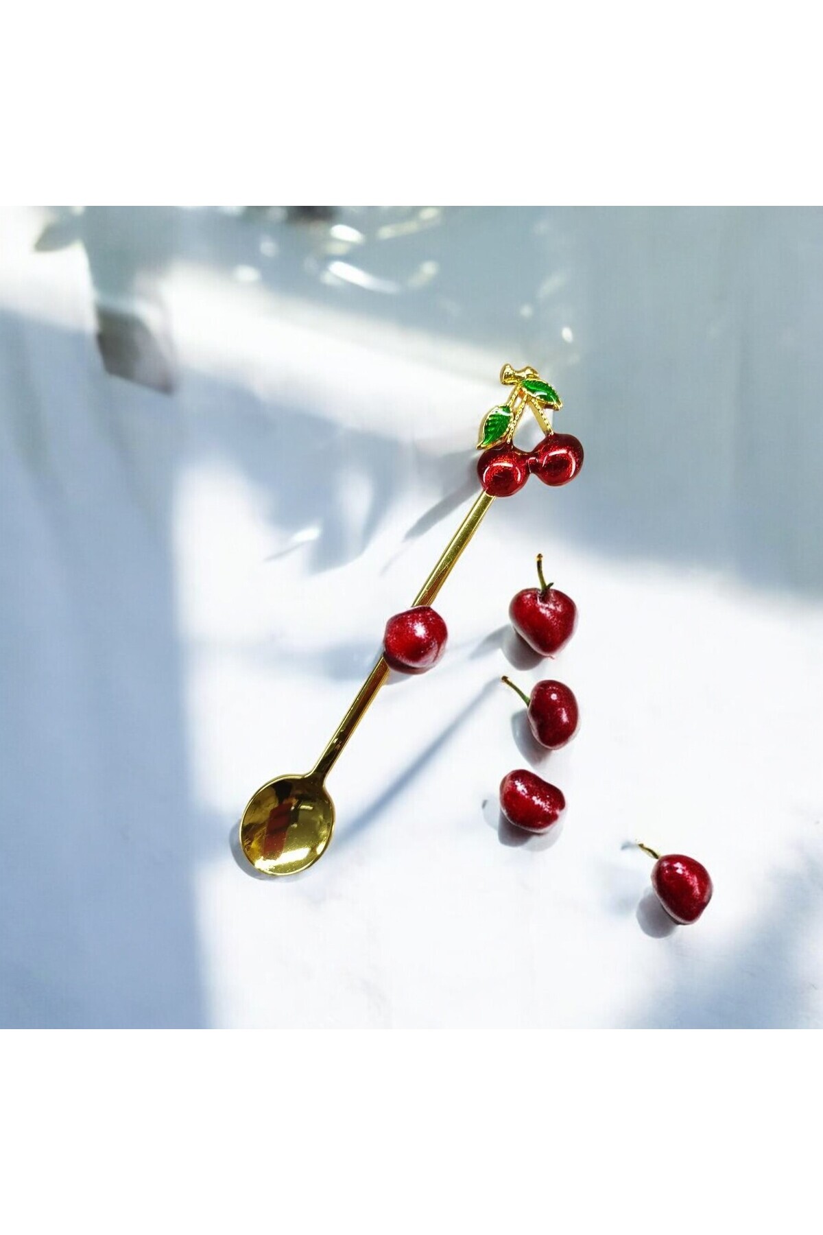 Comprox-6 Pieces Cherry Teaspoon Set Decorative Teaspoon Set 3
