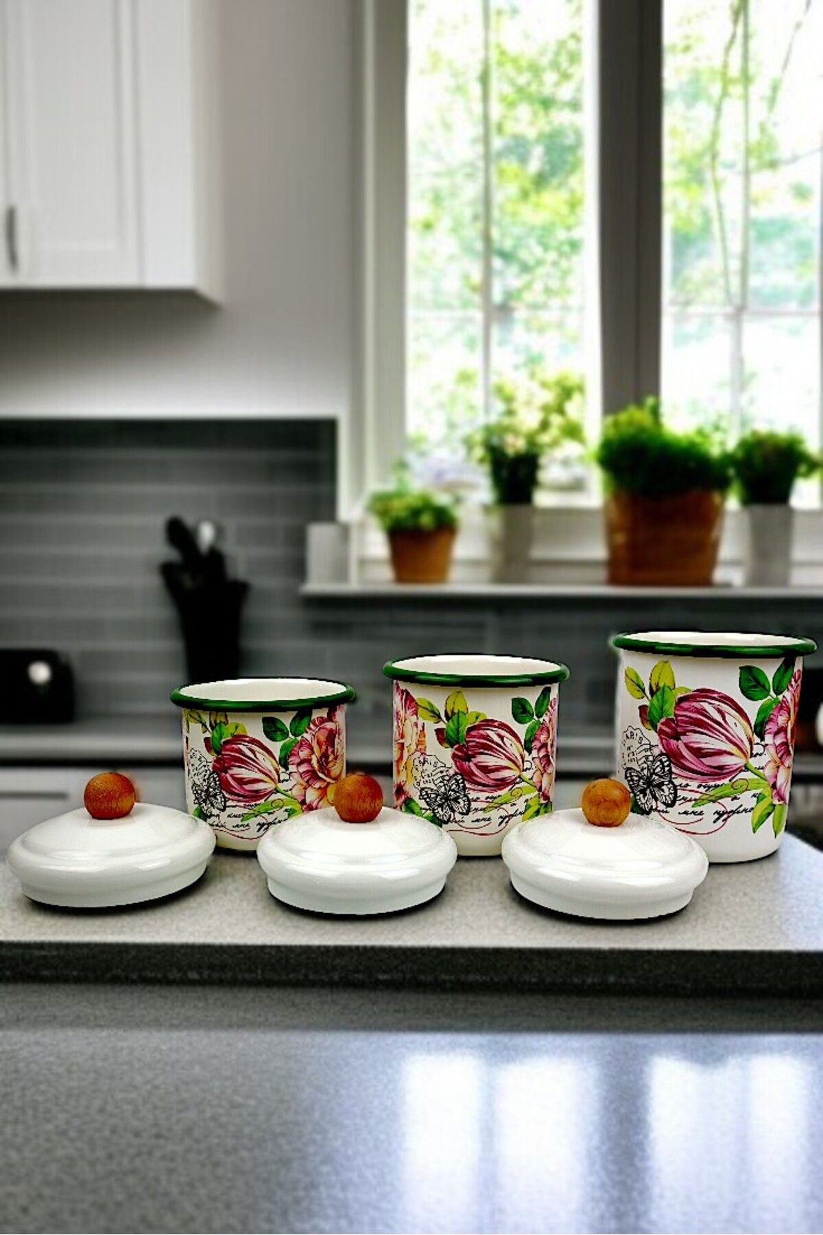 İnci Emaye-Enamel Jar with Lid-1 /-1.3 / -1.5 Liter-Spice Jar, Dowry, Yogurt Fermentation, Multi-Purpose Jar 7
