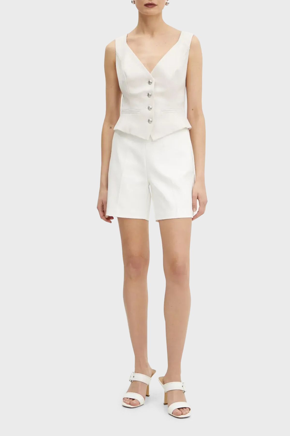 Guess-Matea Regular Fit Logo Кнопкована жилетка з V-подібним коміром W5RH85WGX02 2