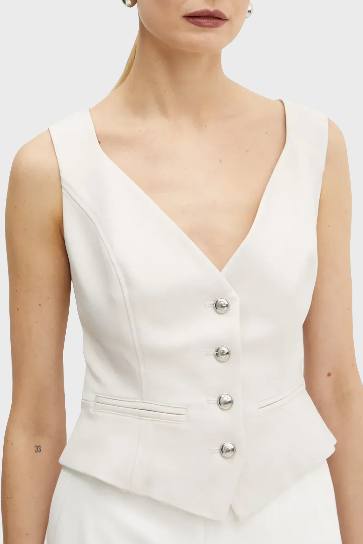 Guess-Matea Regular Fit Logo Кнопкована жилетка з V-подібним коміром W5RH85WGX02 3