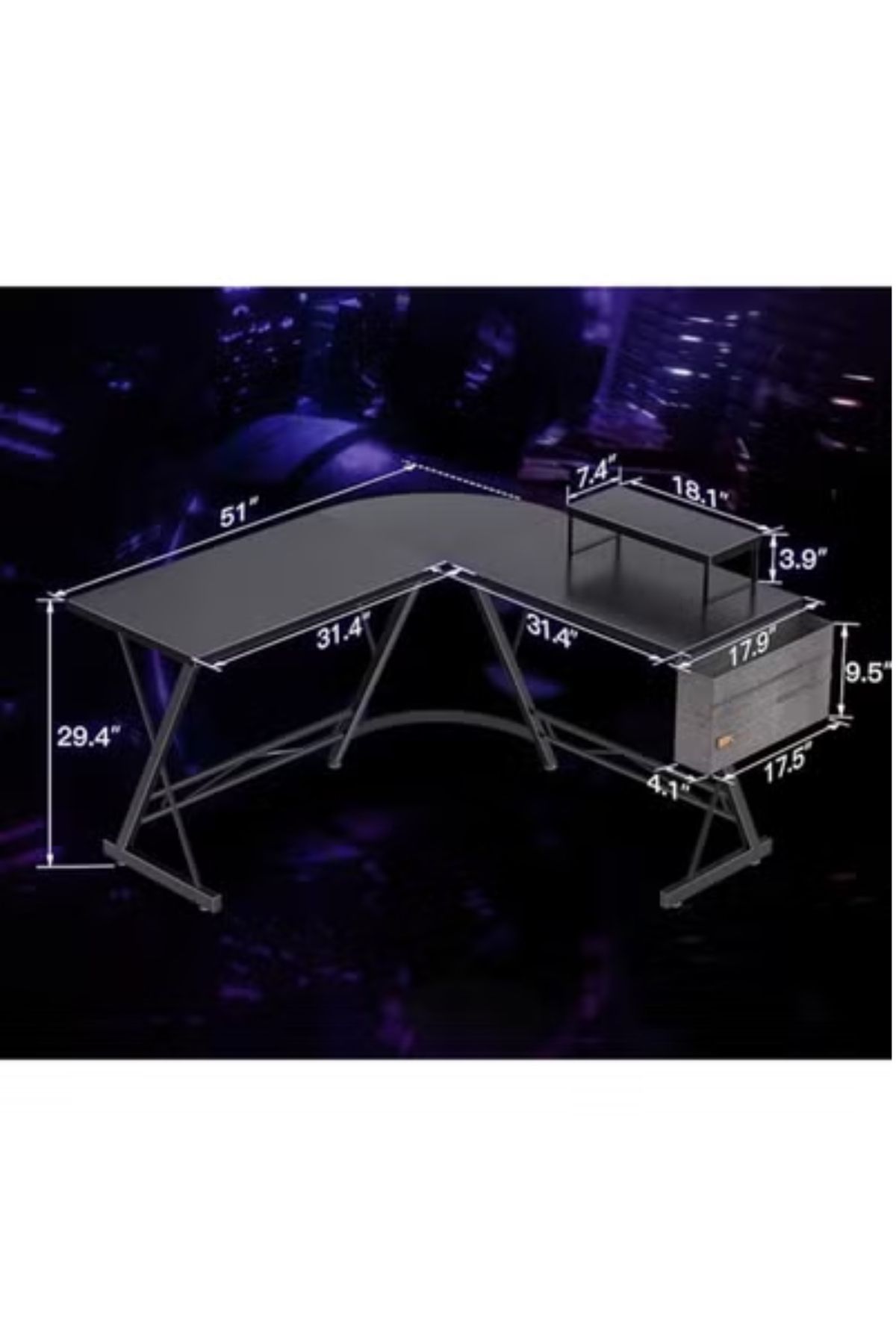 MAAS-Modern Style L Shape Corner Computer Desk Study Table Reversible Bookshelf Corner Desk 130X45X75cm 3