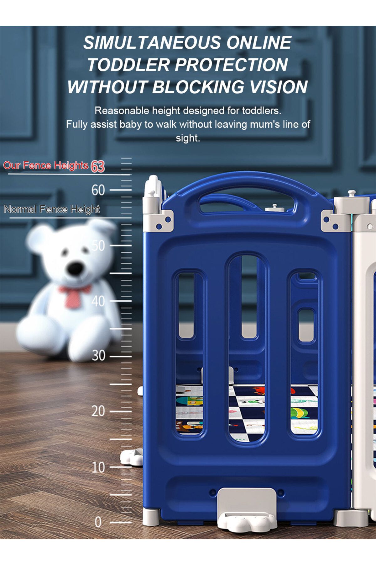 Ma Baby-14-Panel Baby Play Yards with Lock Door & Anti-Slip Rubber Bases 6