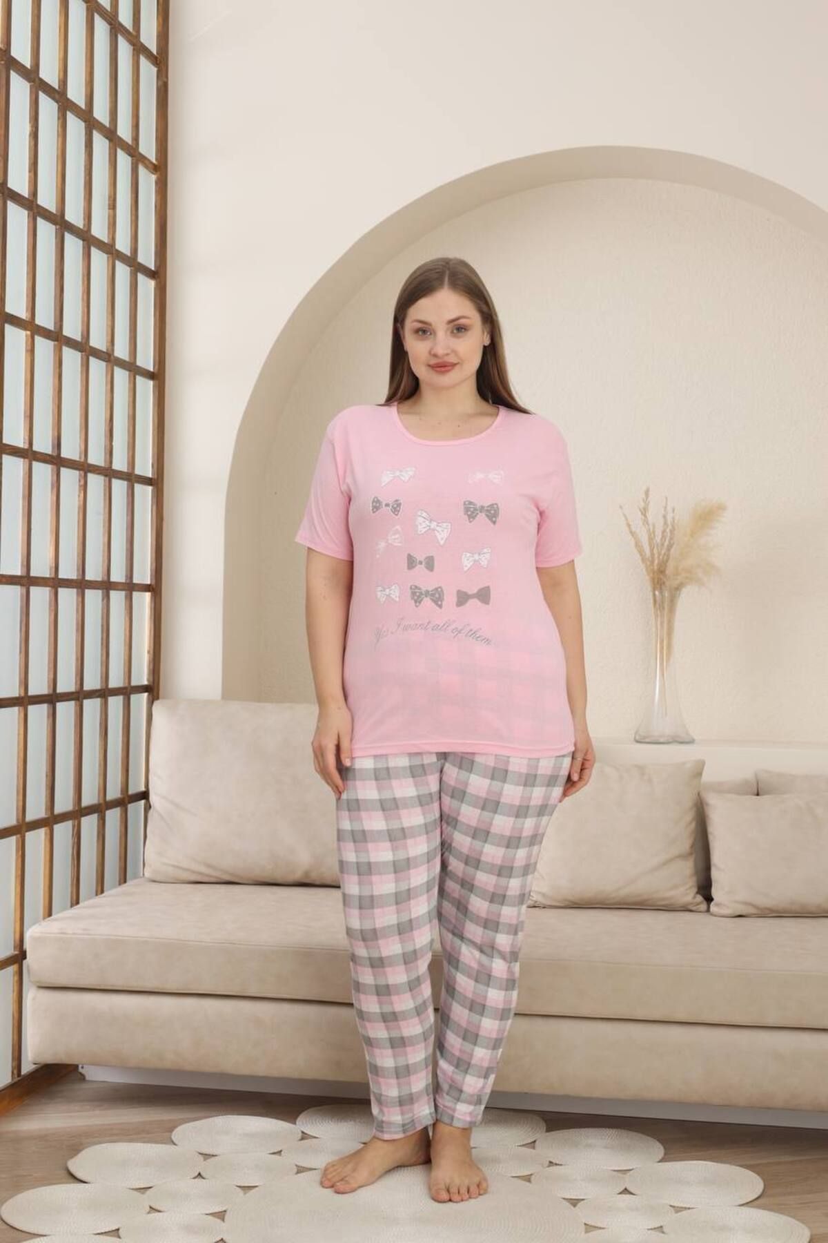 Lunaberry-Battal Large Size Summer Short Sleeve Pajama Set, It Is Full Size. You Can Prefer 1 Size Larger. 2