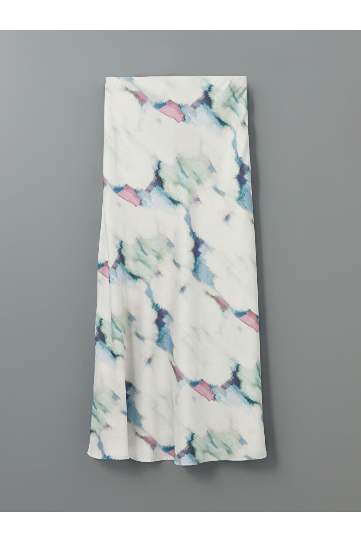 LC Waikiki-Xside Ecru Patterned Satin Skirt with Elastic Waist 2