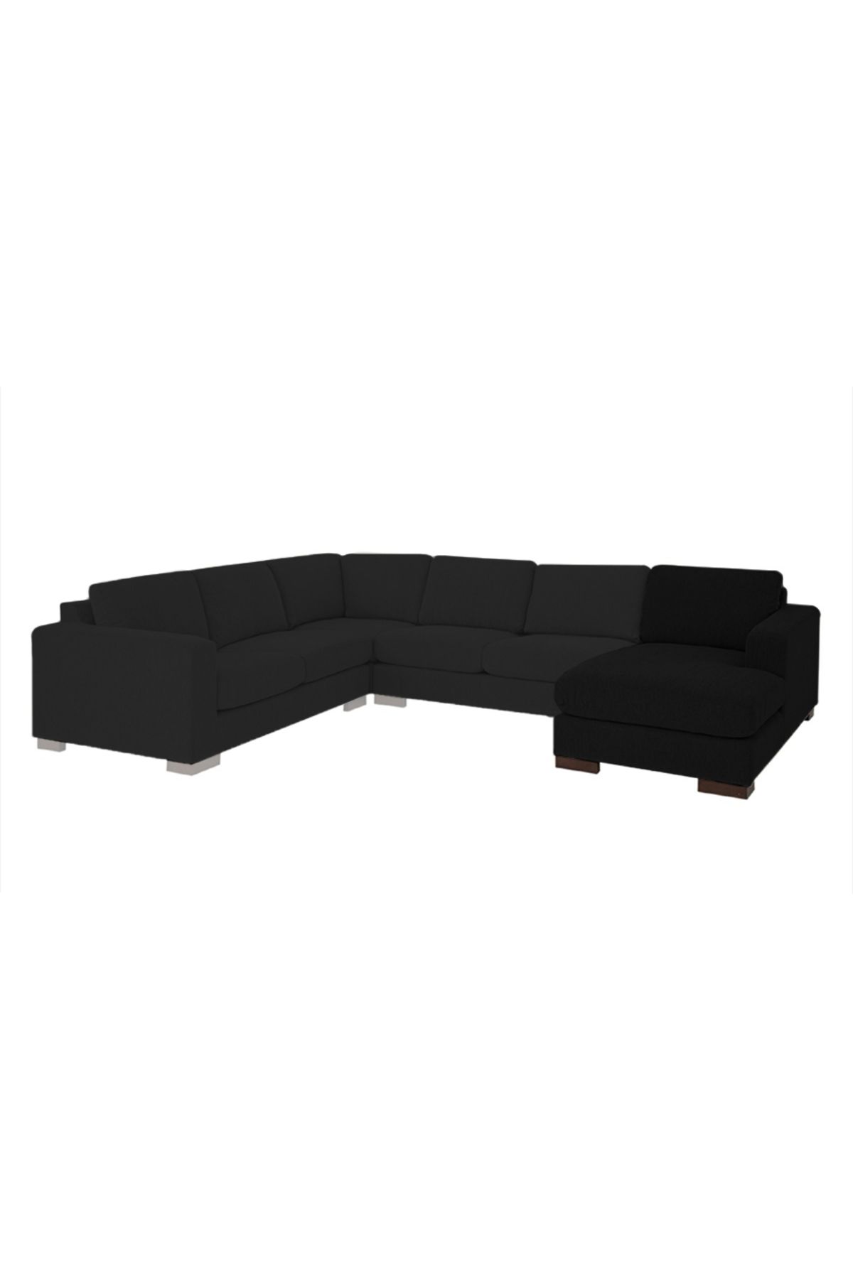 soufa dibaj-Right Corner Sofa with Left Armrest Upholstered in Linen - Black 4