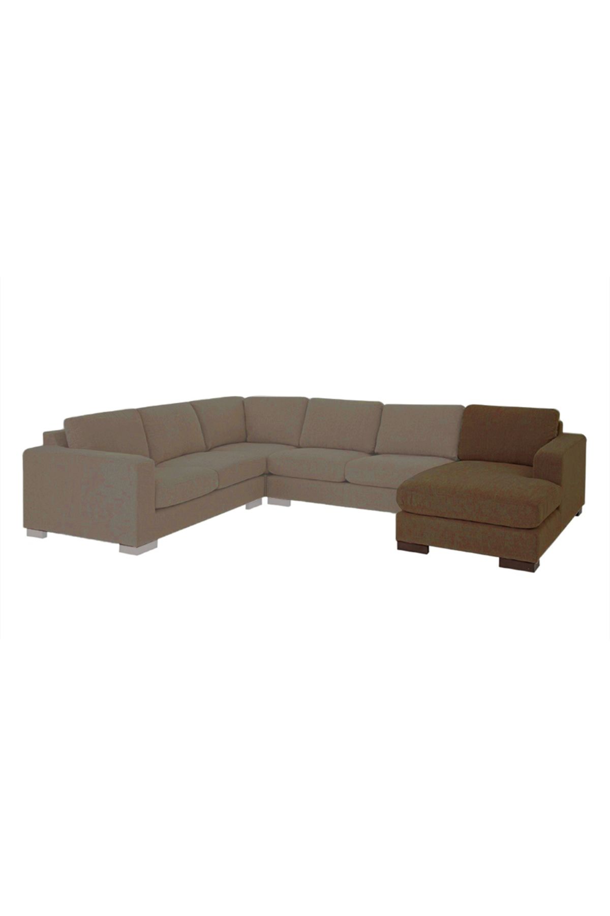 soufa dibaj-Right Corner Sofa with Left Armrest Upholstered in Linen - Brown 4