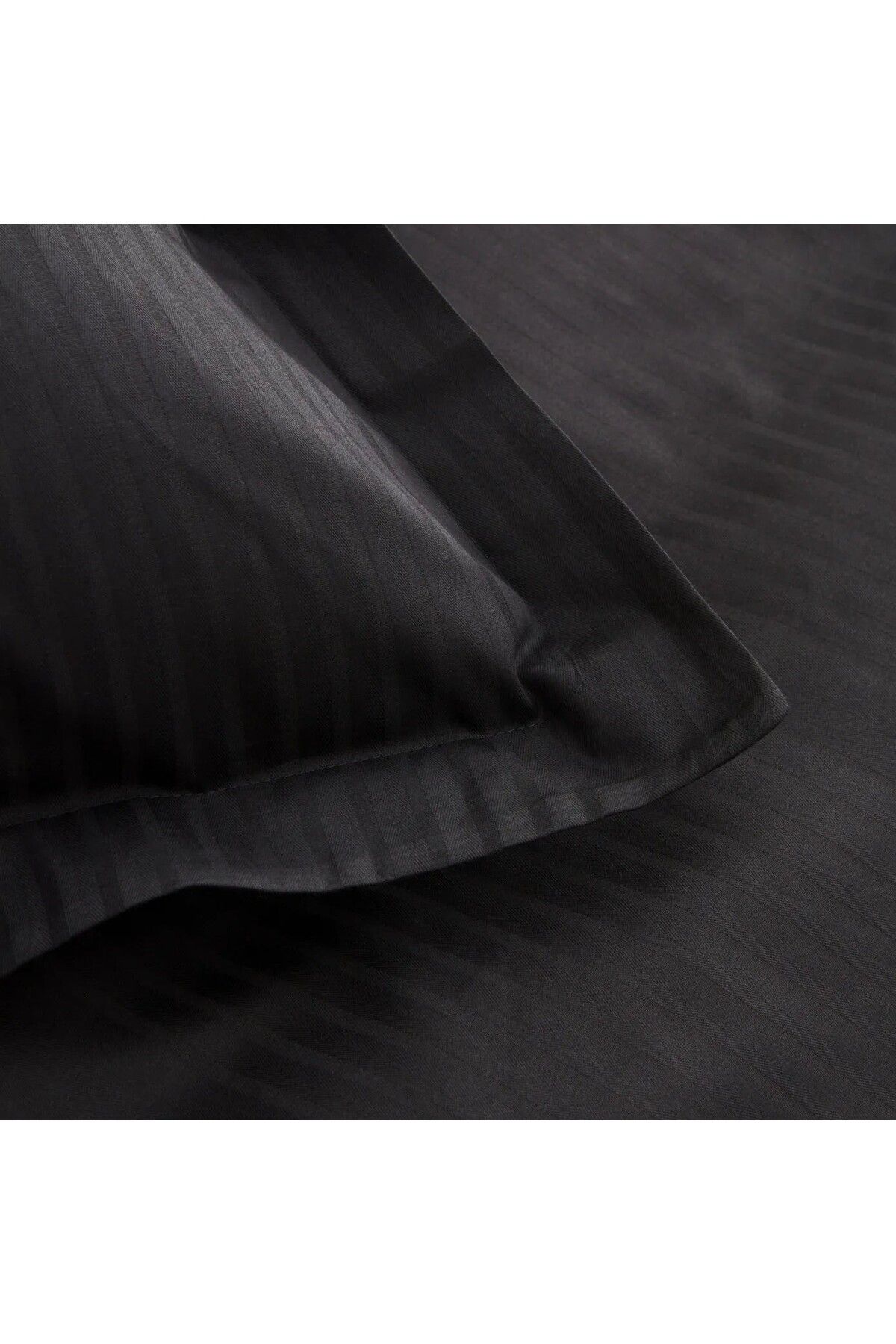 Karaca Home-Karaca Home Uniq 100% Baumwolle Satin Einzel Bettbezug Set, Schwarz 4
