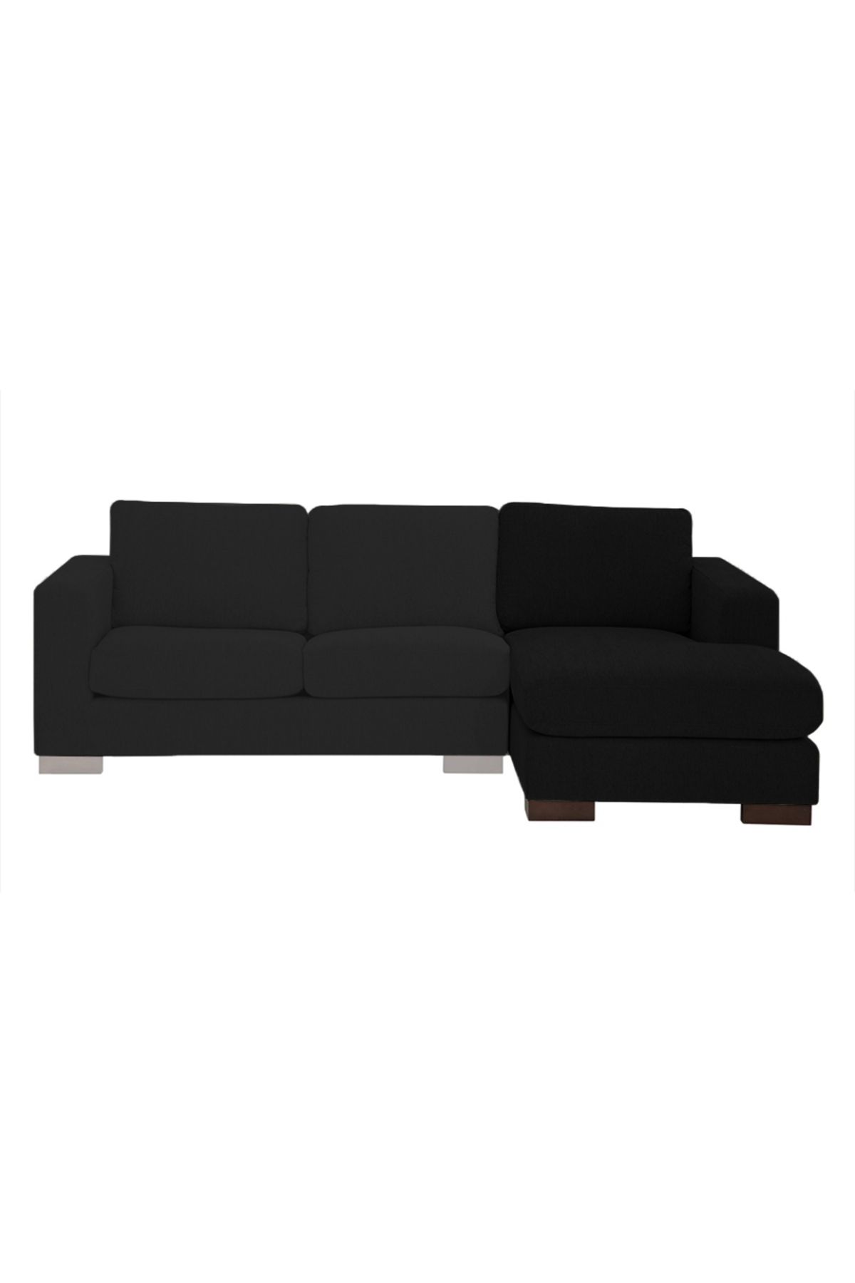soufa dibaj-Right Corner Sofa with Left Armrest Upholstered in Linen - Black 3