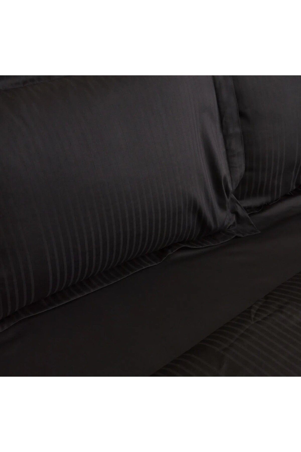 Karaca Home-Karaca Home Uniq 100% Baumwolle Satin Einzel Bettbezug Set, Schwarz 3