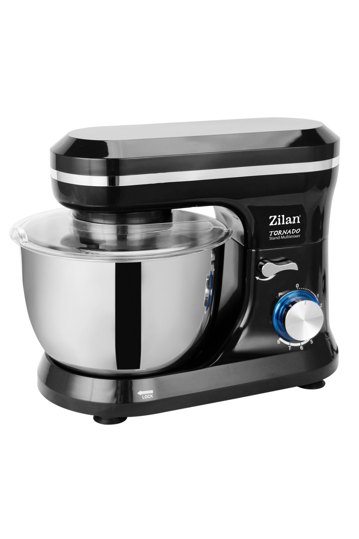 Zilan Mixer Cu Bol Din Inox Zilan Zln-1215, 1000 W, Bol 4.5 L Inox, 8 Viteze, Negru - One Size