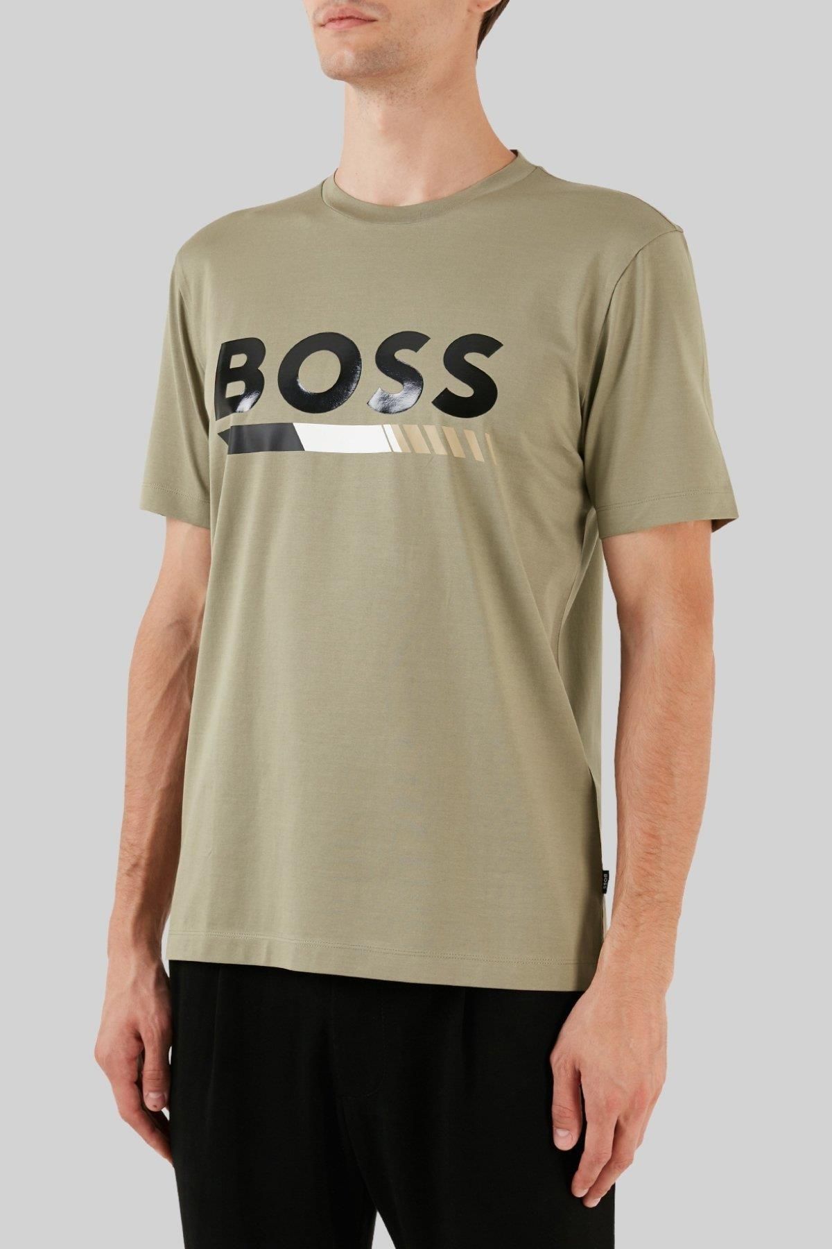 تی شرت مردانه یقه دوچرخه به طور منظم سبز BOSS