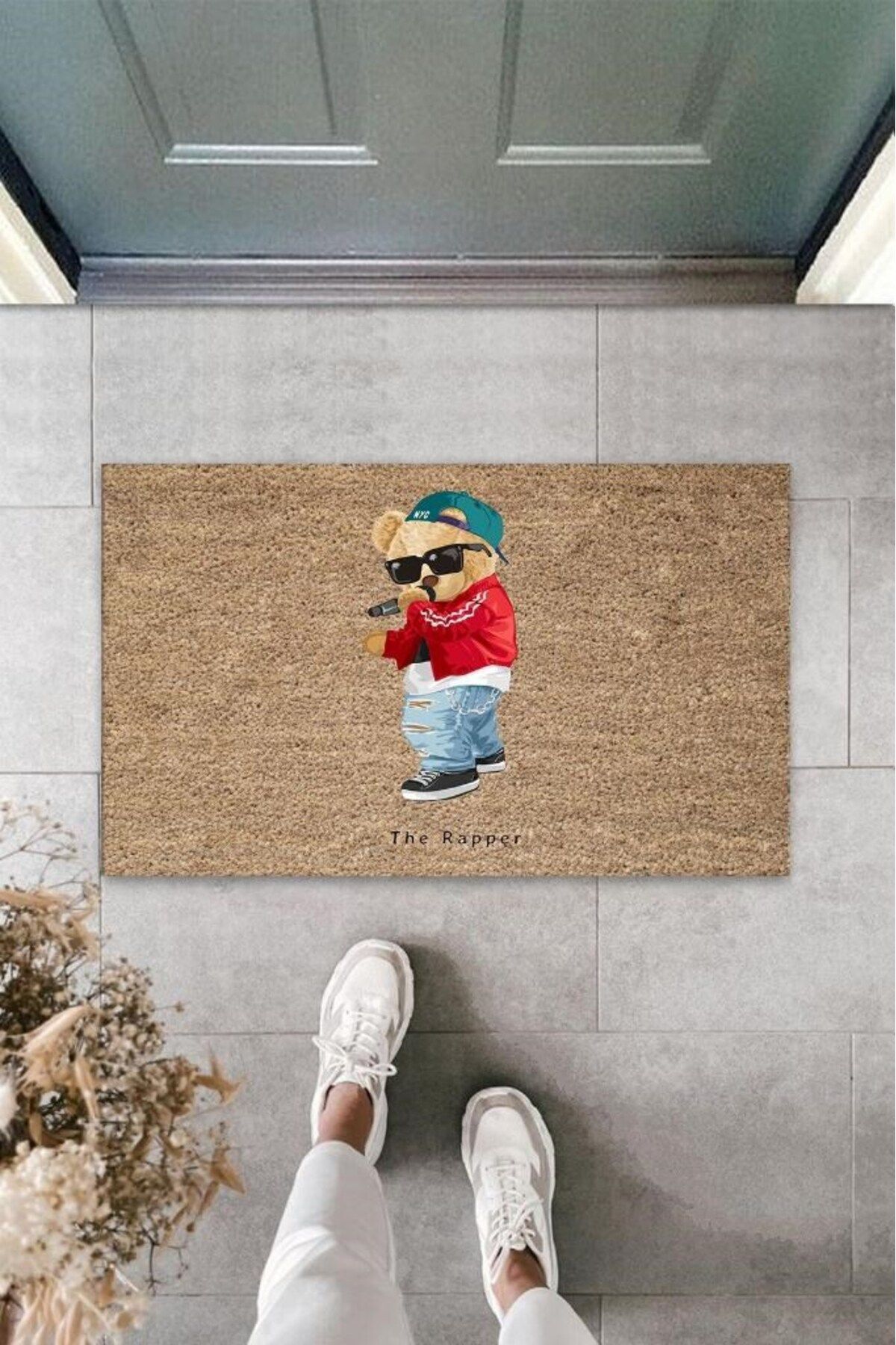 aydınbey Bej Kapı Önü Paspası The Rapper Ayıcık Desen K-3339