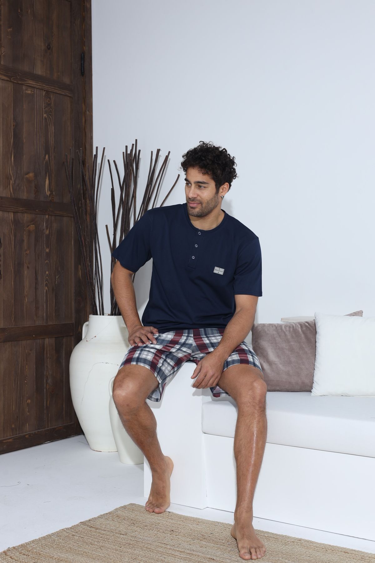 CALİA-Set de pijamale pentru bărbați cu pantaloni scurți cu mânecă scurtă SEZON NOU 8