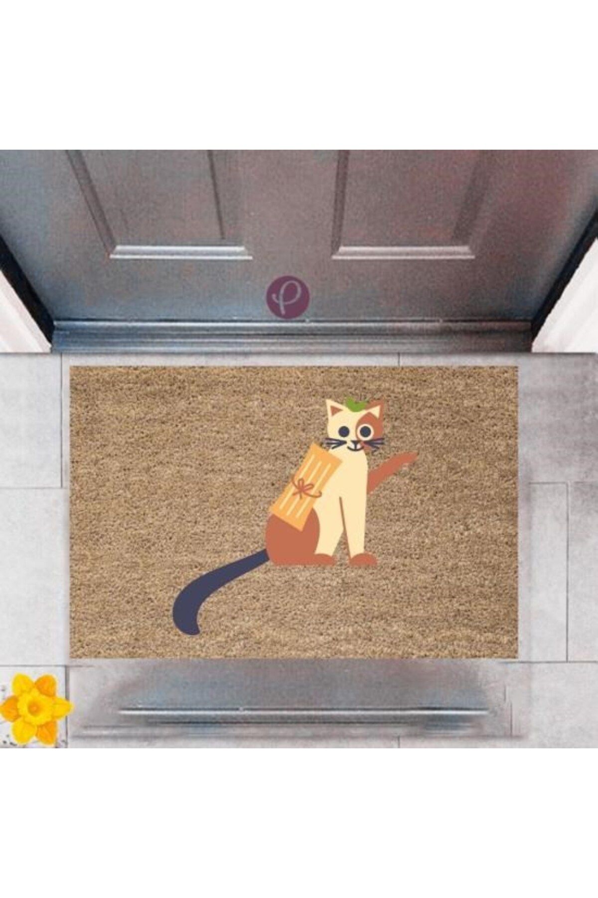 Tahtakale Toptancısı Kapı Önü Paspası Dekoratif Dijital Baskı Kedi P-2431