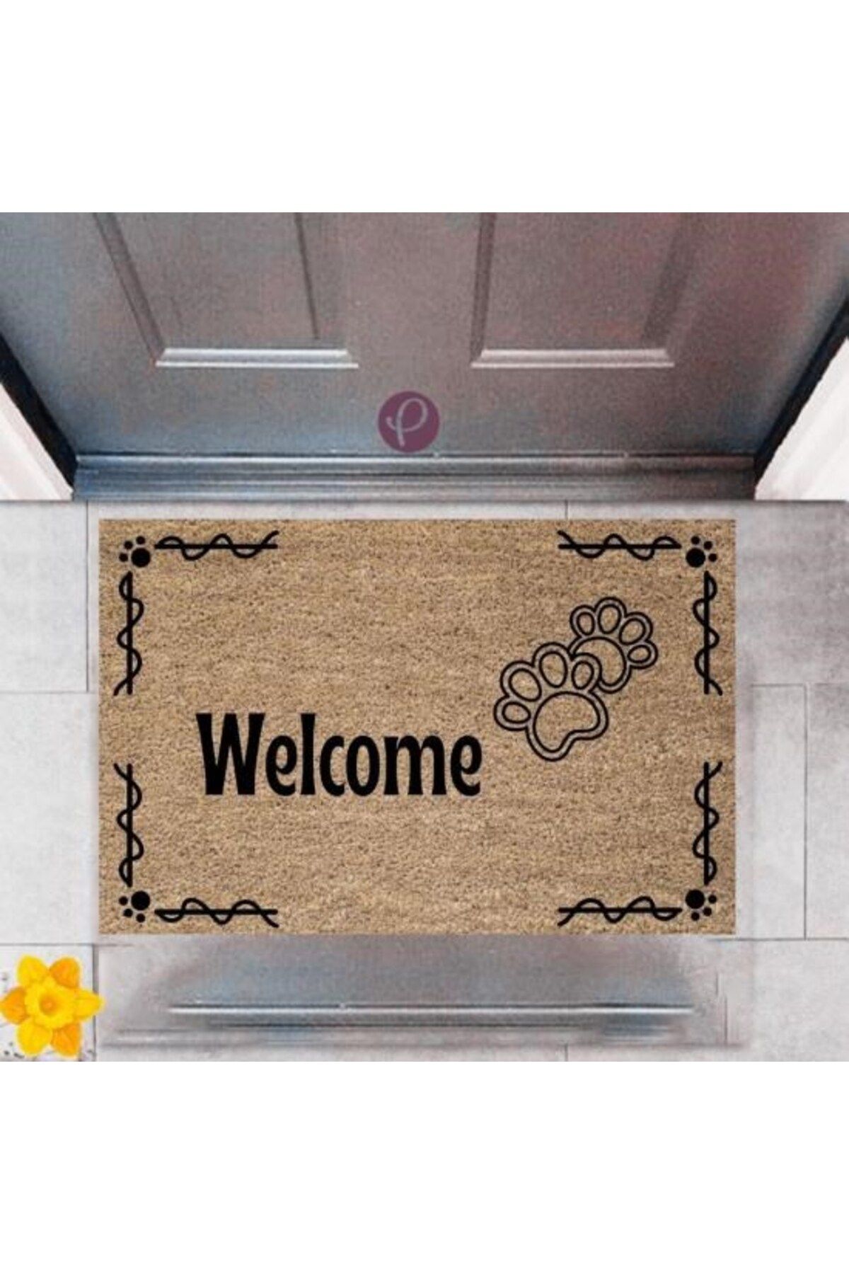 Nurum E Tİcaret Kapı Önü Paspası Dekoratif Dijital Baskı Welcome P-2420