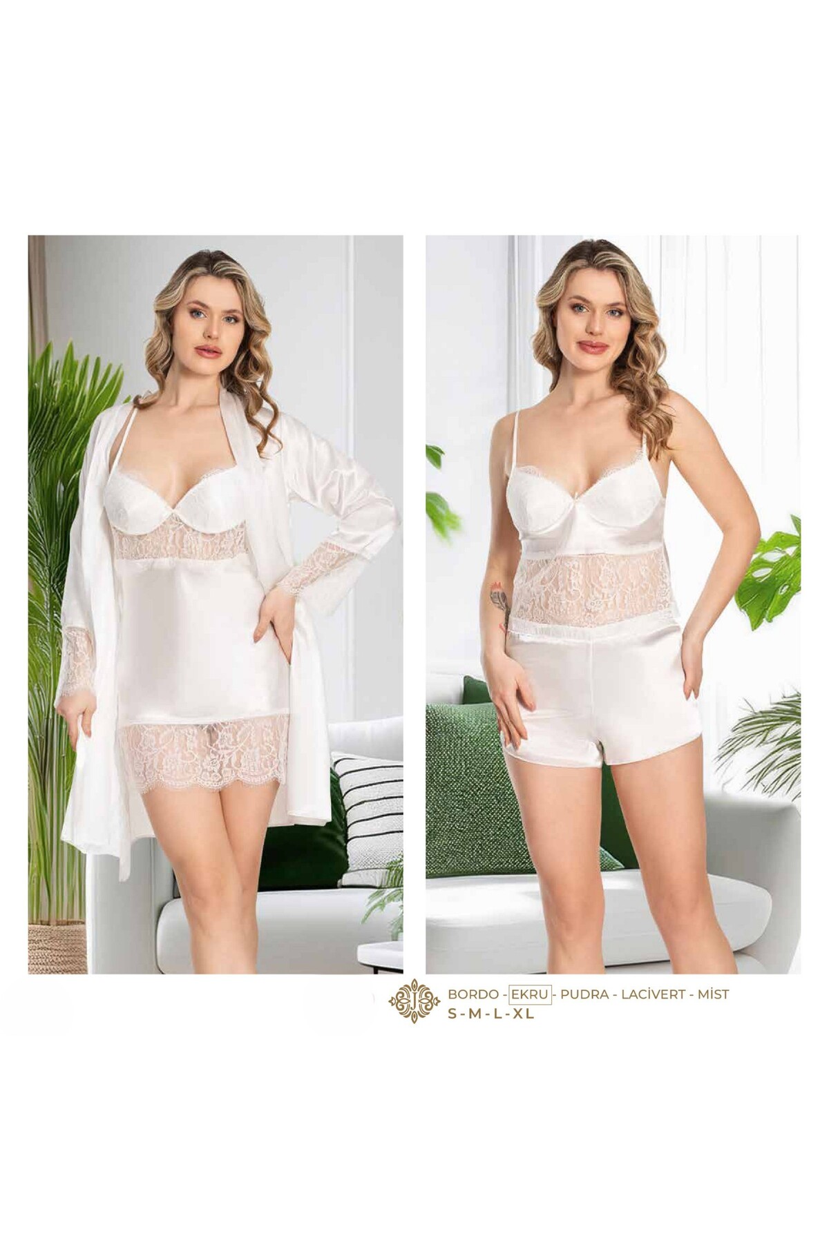 The Avenue Kadın Saten Dantelli  6'lı Çeyizlik Gecelik Takımı TH0AVE22JRM