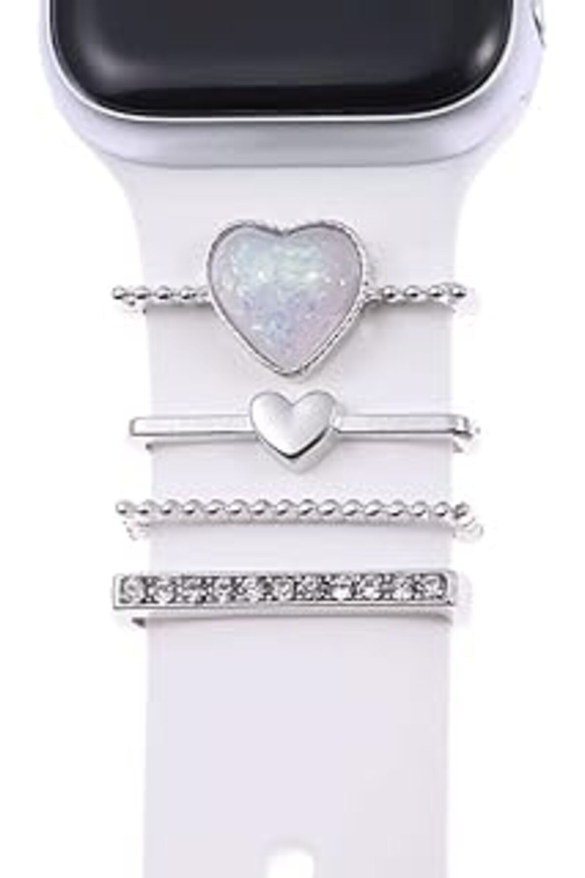 Hepta Collection Watch 7 41Mm Kordon Süsü Charm İnci Kalp Gümüş