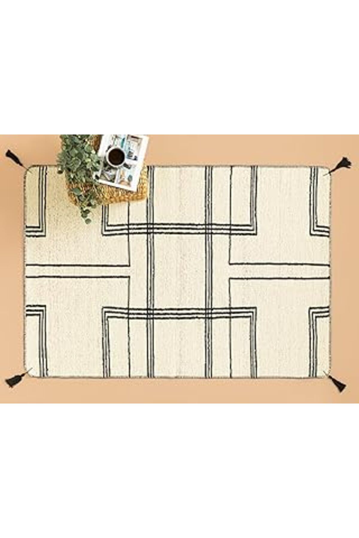 Pazarcan English Home Fancy Paige Dokuma Kilim 80X150 Cm Krem Siyah