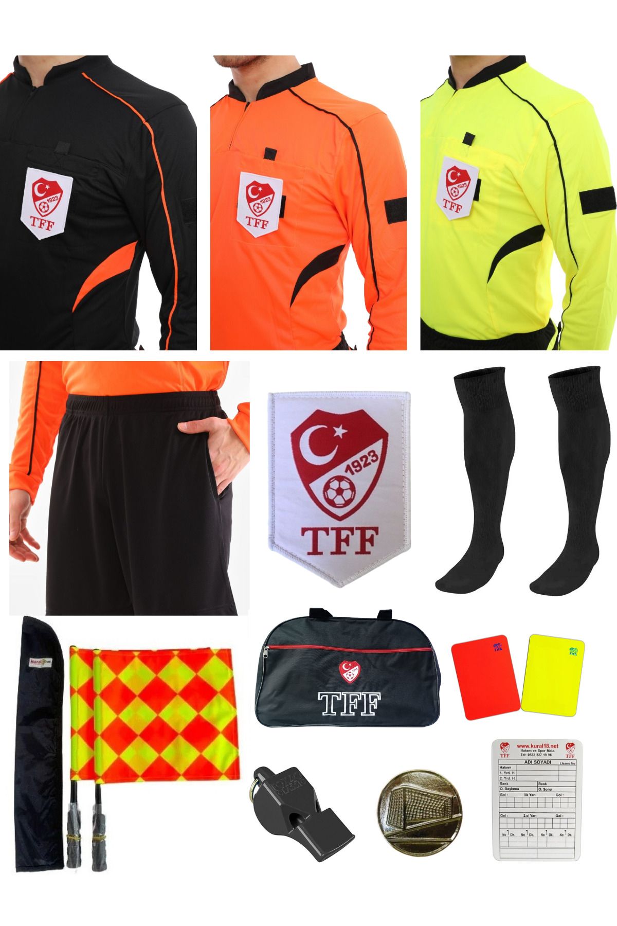 K18moda TFF Çantalı  KISA KOL 3'lü Hakem Forma Seti-L