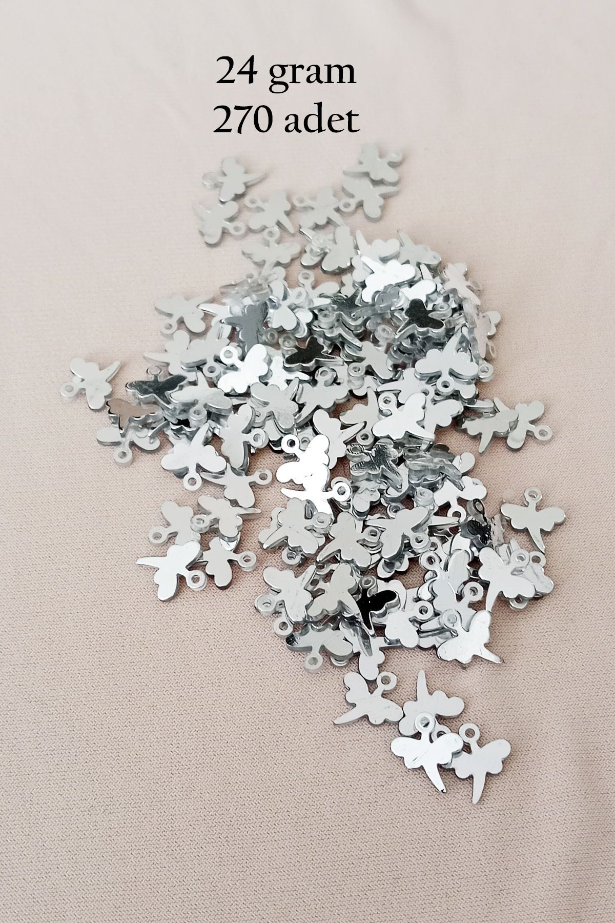 Royaleks Oya Abiye Bileklik Kolye Pleksi Metalik Plastik Pul Gümüş Renk 24 gram 270 adet - BNC563