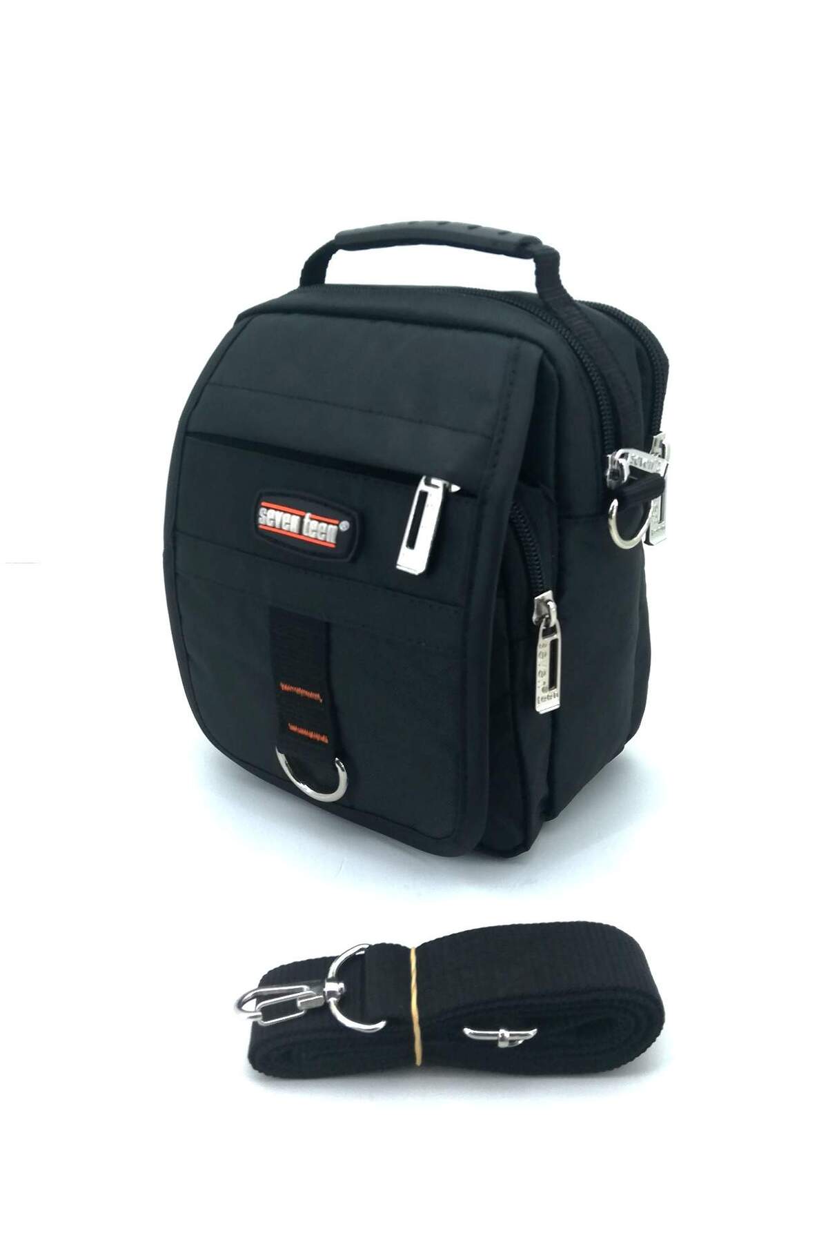 SEVENTEEN  Seven Teen 2302 Siyah Su Geçirmez Kumaş Çok Gözlü El Çantası