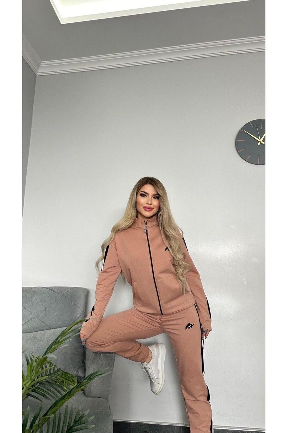 MİMİ Luxury Wear-Dámská vyšívaná tepláková souprava z lycry - na zip, 2 nitě 5