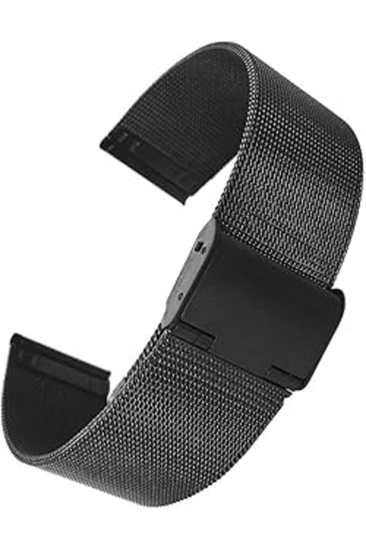Mu Art Siyah Çelik İnce Hasır 18Mm Kordon Metal Örgü Saat Kordonu Kayışı