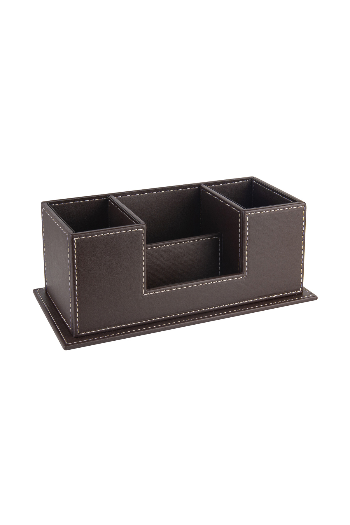 2K-Desktop Leather Organizer Pen Holder 4 Compartments Desktop Organizer Rainbow Vegan 10X12X25 Cm. 2
