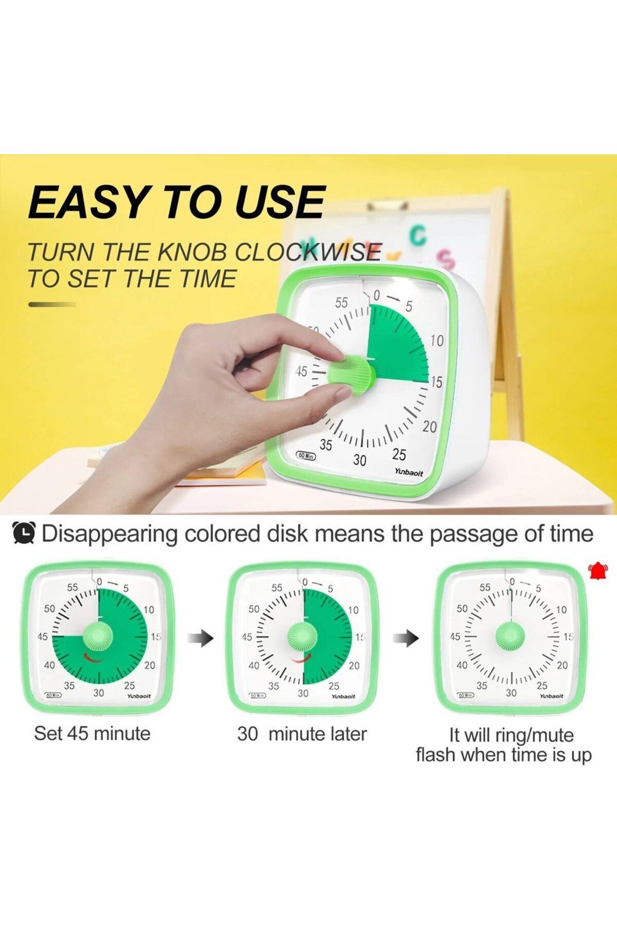 Choice-Vt03-green-green Yunbaoit Visual Timer With Night Light, 60-minute Countdown Timer For Kids And Adul 6
