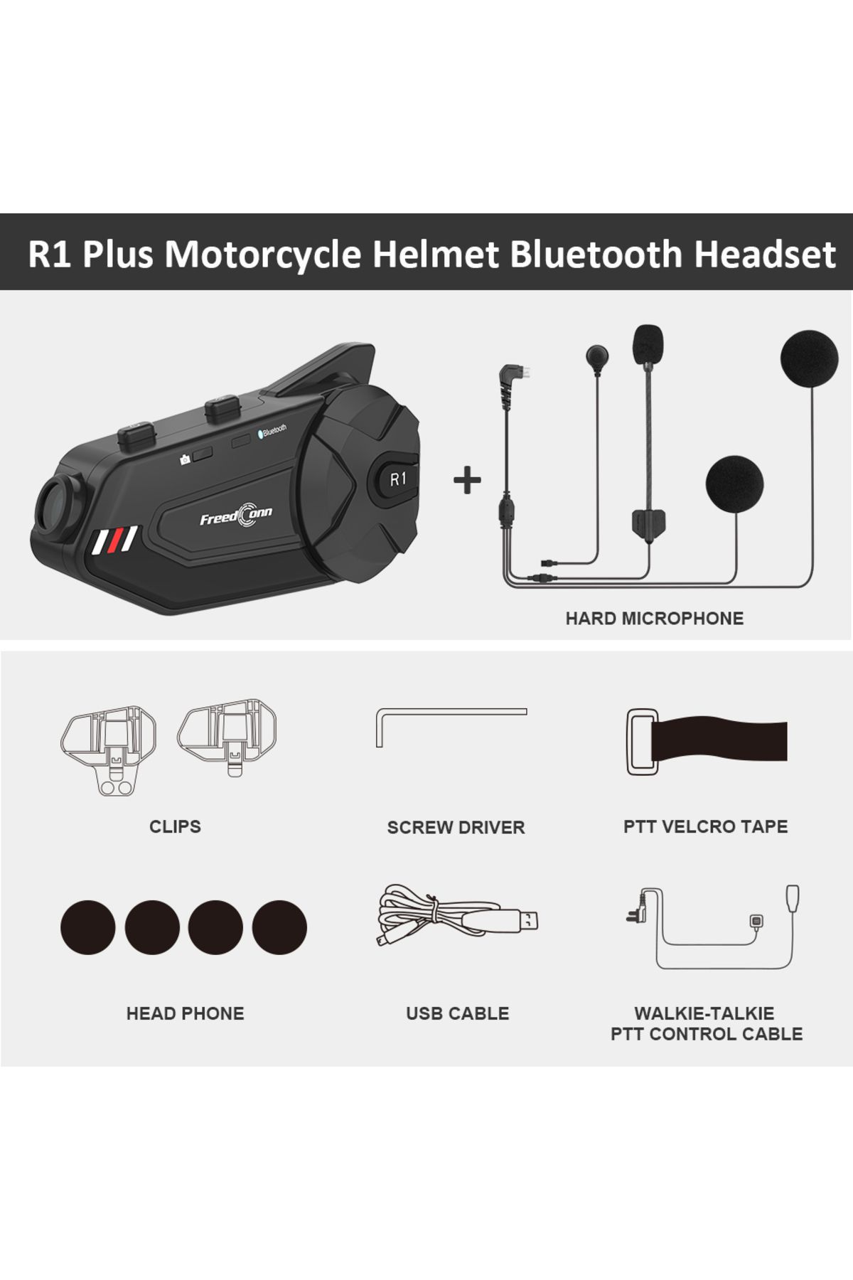 Choice-1 Pc R1 Plus Freedconn R1Plus Bluetooth Motorcycle Intercom Helmet Headset Wifi APP Speaker Headphon 1